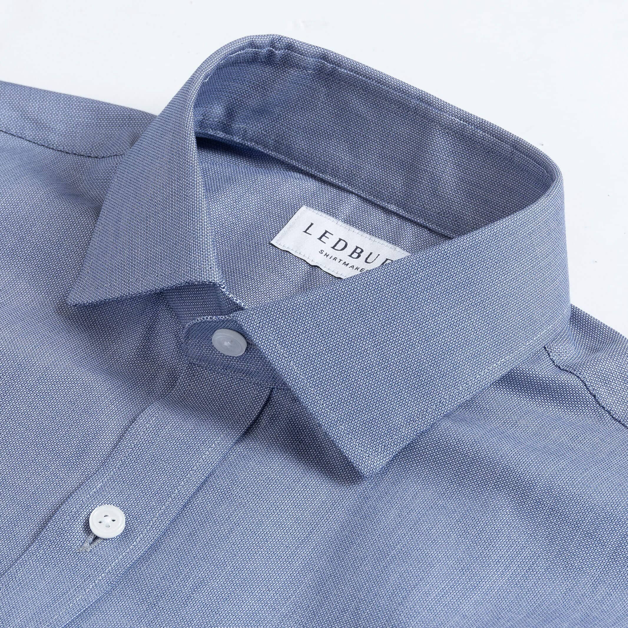 The Deep Blue Linden Dobby Custom Shirt Custom Dress Shirt- Ledbury