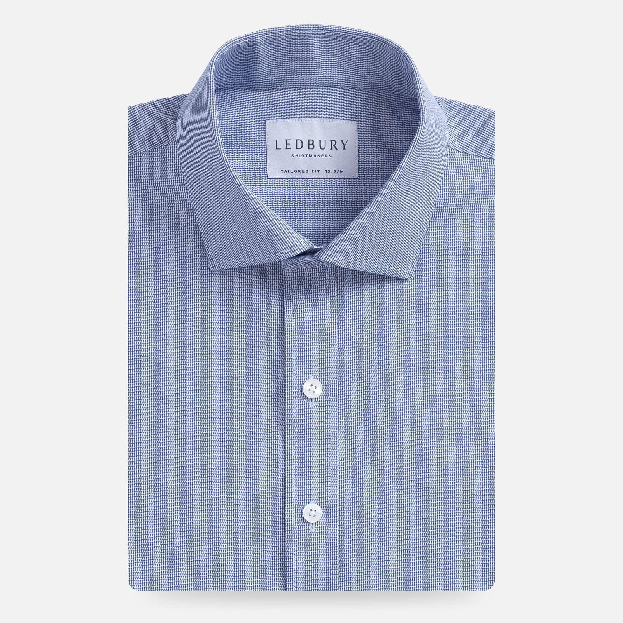 The Deep Sea Bayard Houndstooth Dress Shirt Dress Shirt- Ledbury