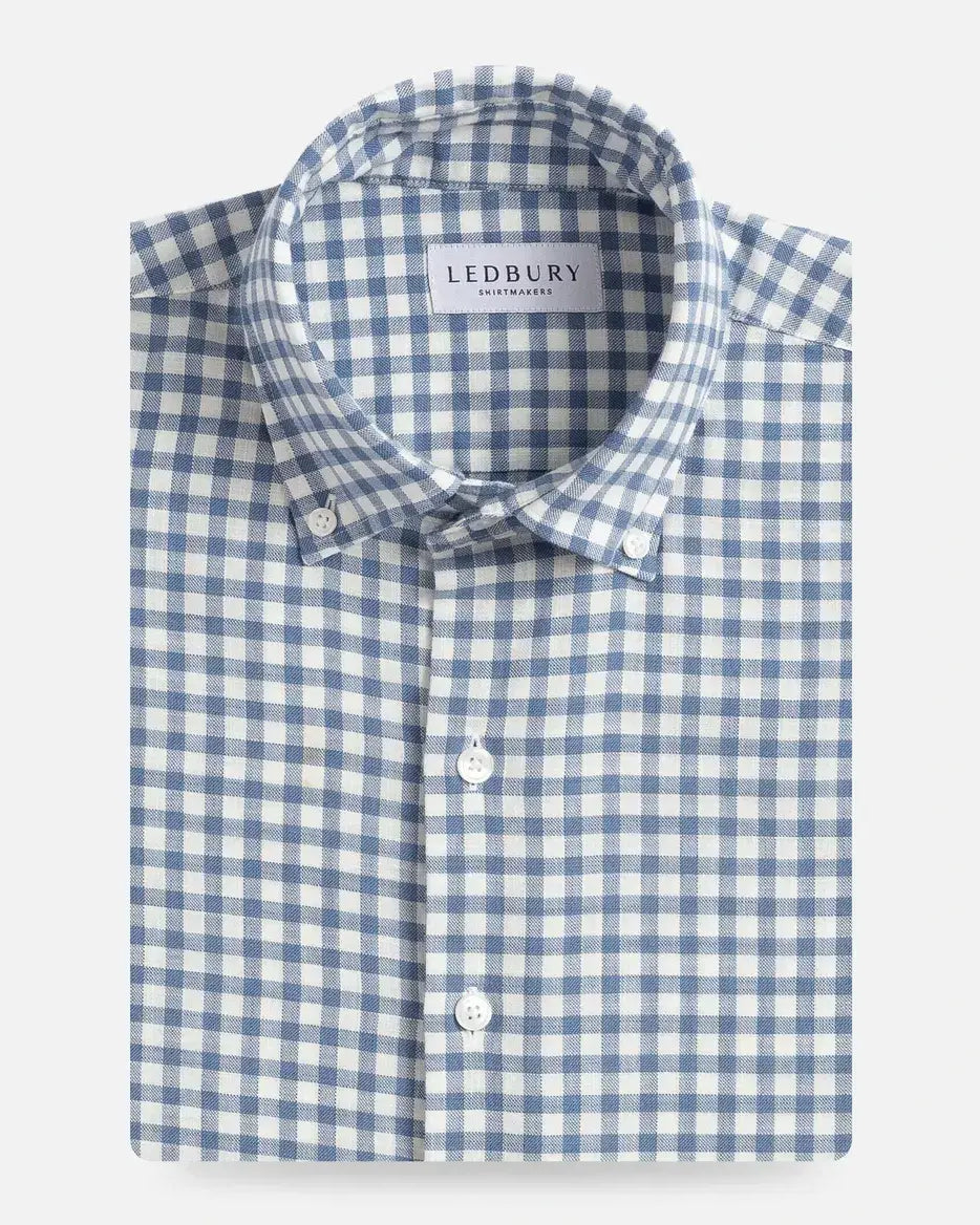 The Light Blue Farwell Gingham Custom Shirt Custom Casual Shirt- Ledbury