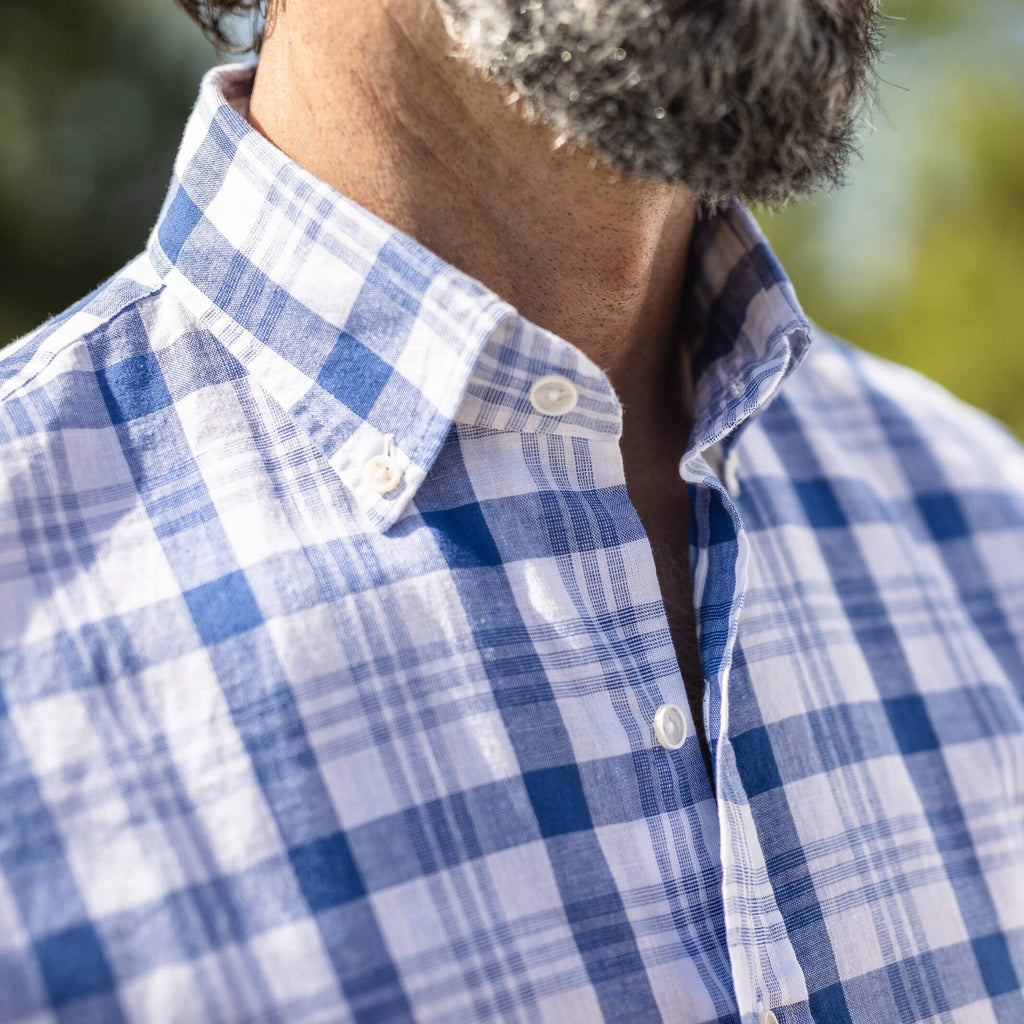 The Blue Joyner Cotton Linen Custom Shirt Custom Casual Shirt- Ledbury