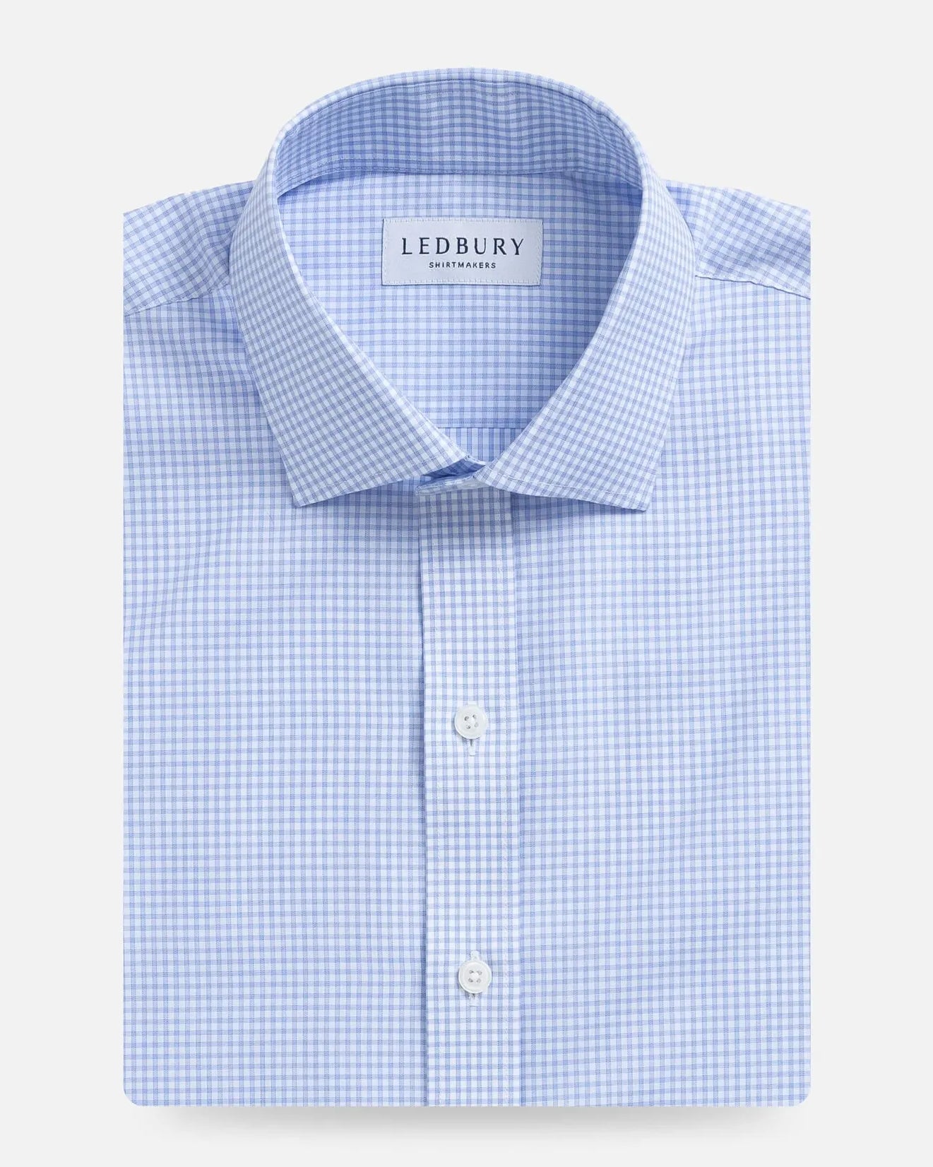 The Blue Kent Gingham Custom Shirt Custom Dress Shirt- Ledbury