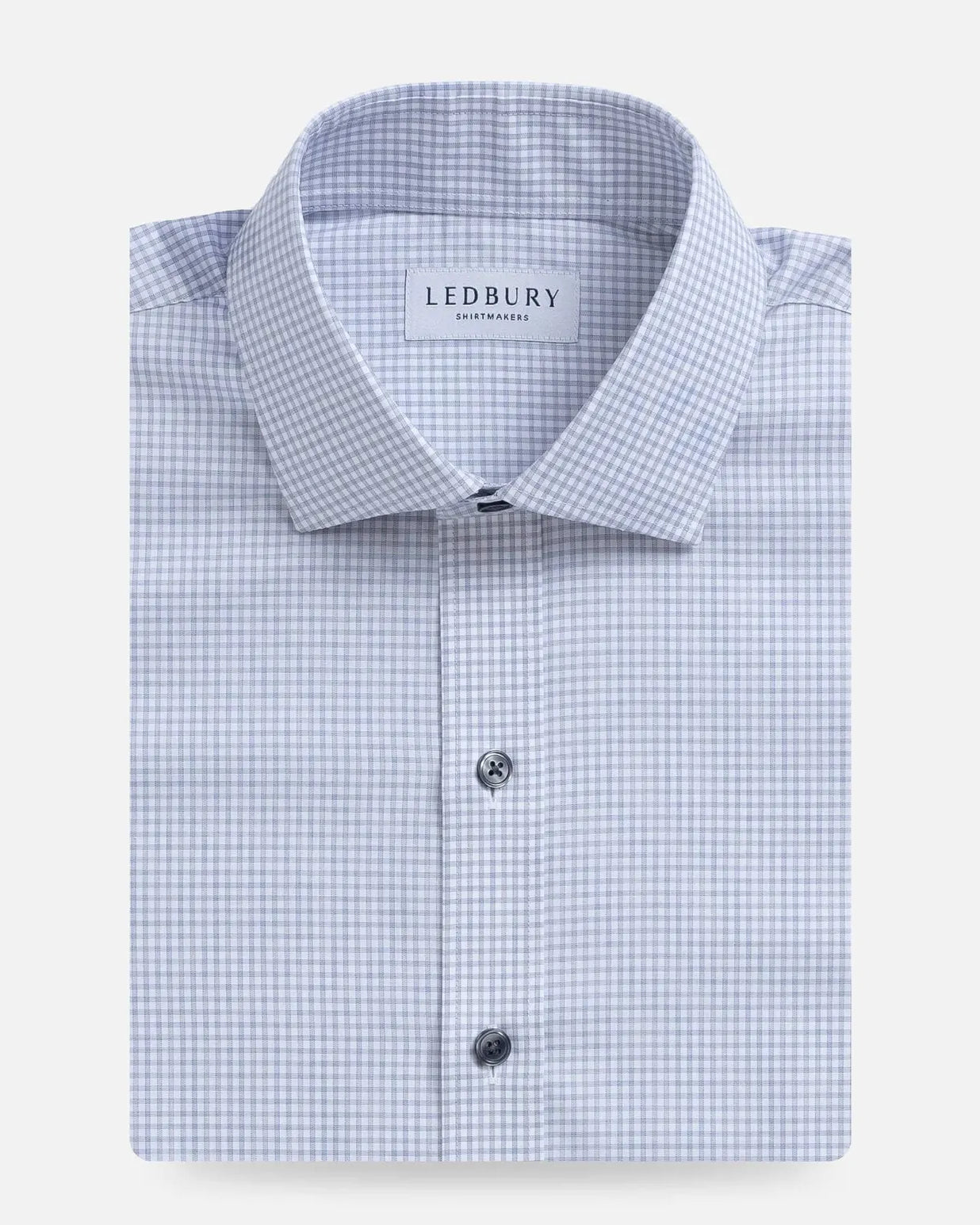 The Light Grey Kent Gingham Custom Shirt Custom Dress Shirt- Ledbury