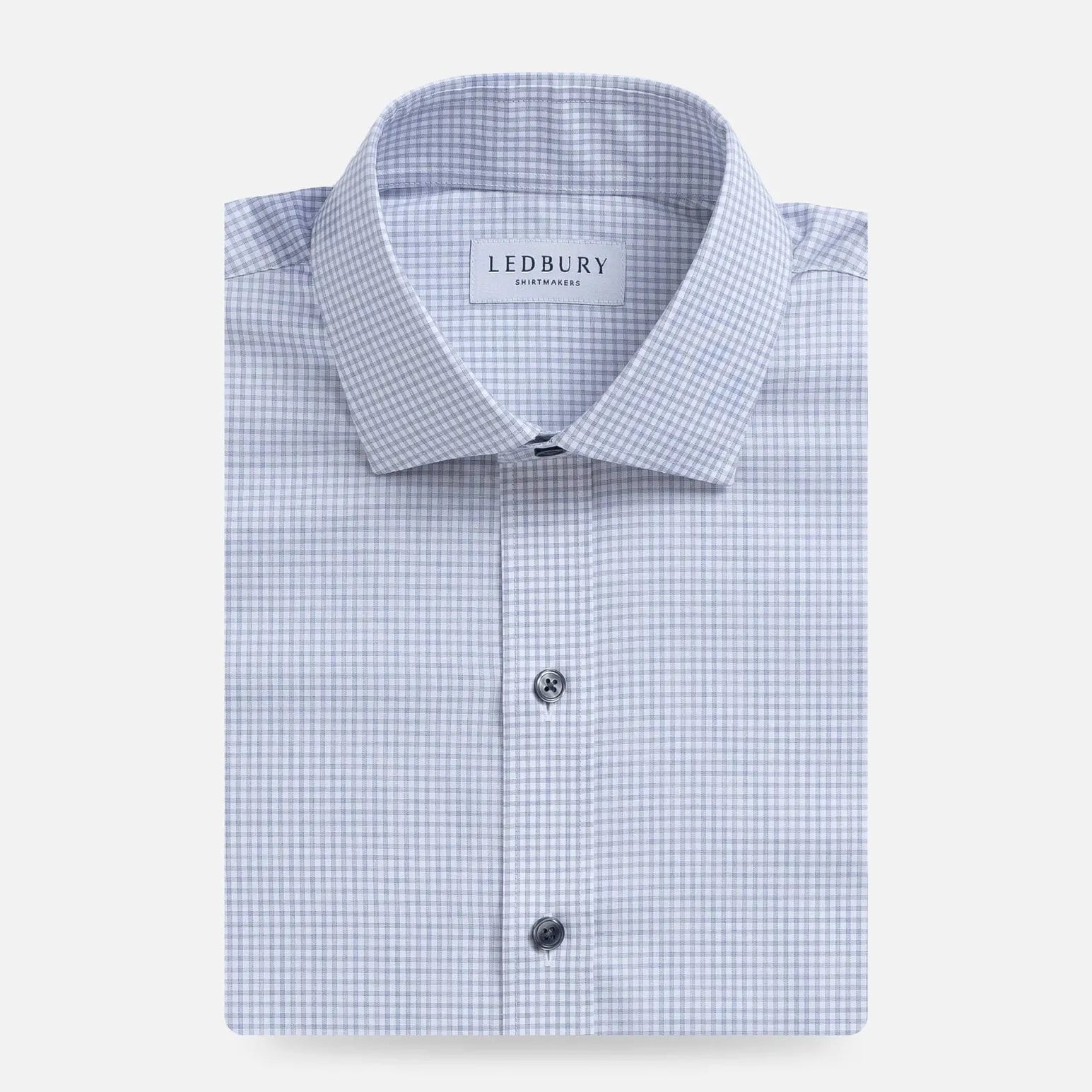 The Light Grey Kent Gingham Custom Shirt Custom Dress Shirt- Ledbury