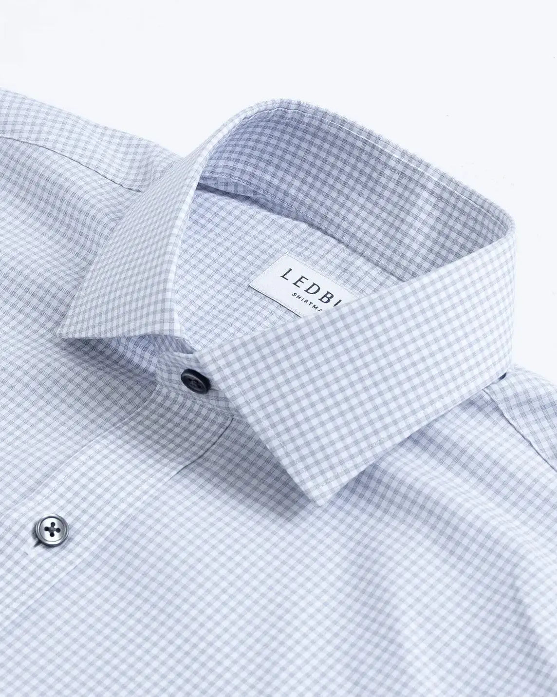 The Light Grey Kent Gingham Custom Shirt Custom Dress Shirt- Ledbury