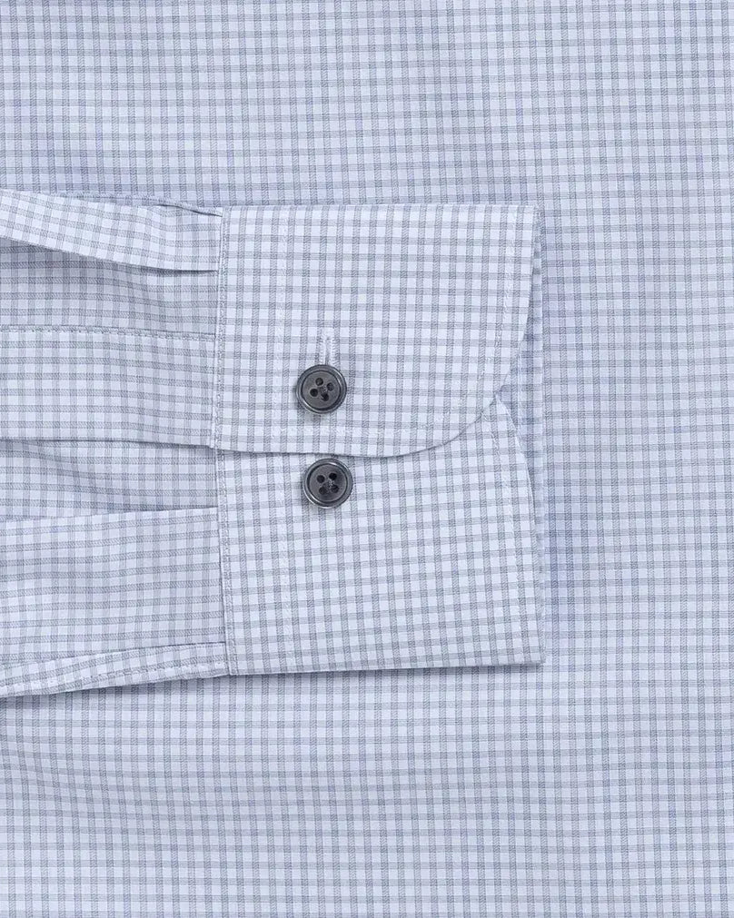 The Light Grey Kent Gingham Custom Shirt Custom Dress Shirt- Ledbury