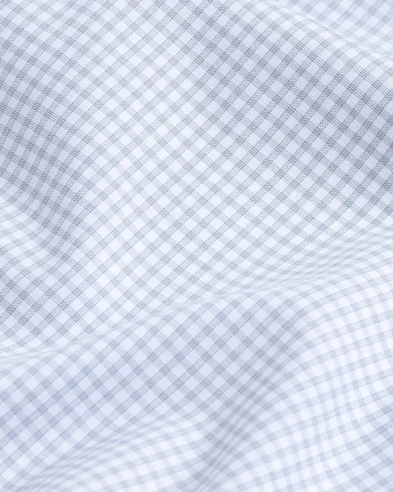 The Light Grey Kent Gingham Custom Shirt Custom Dress Shirt- Ledbury
