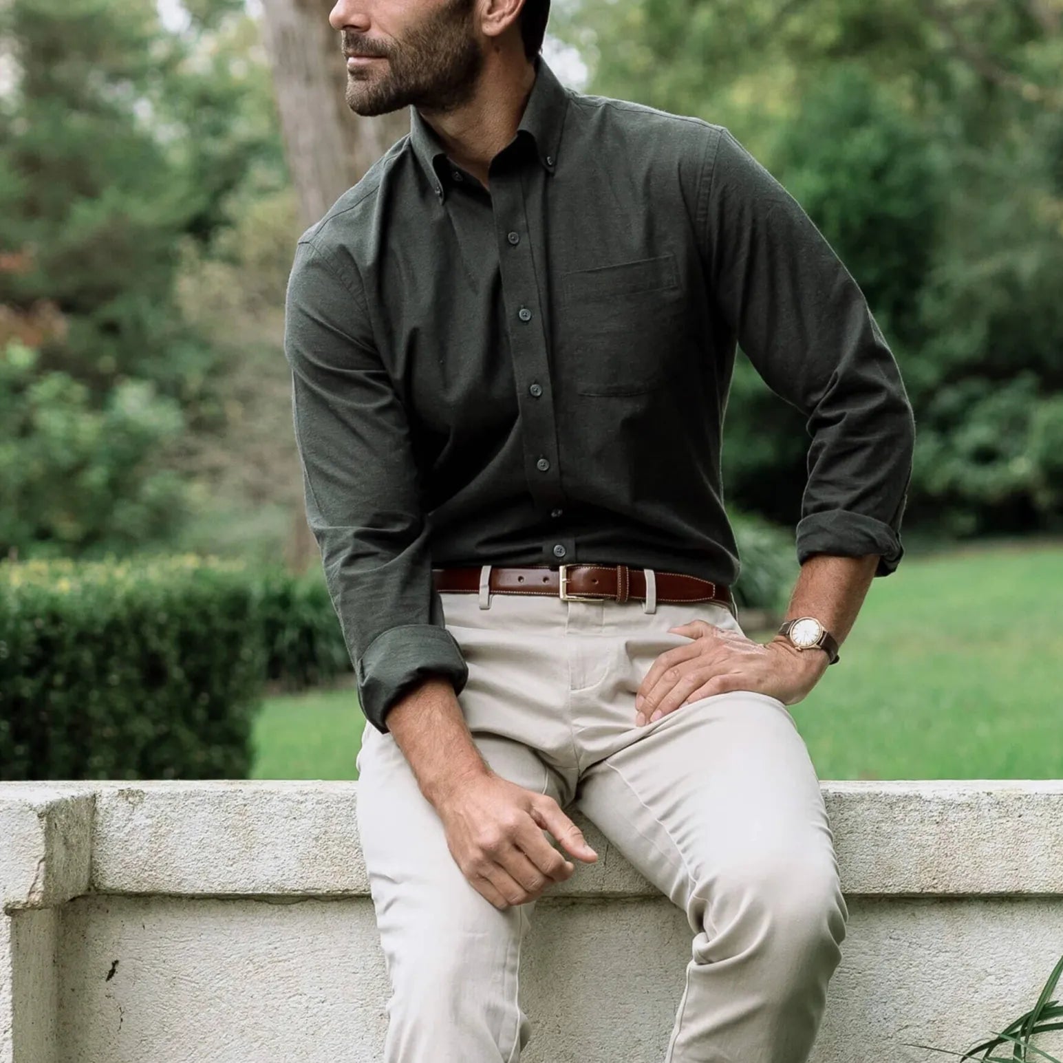 The Loden Heather Kingcrest Flannel Custom Shirt Custom Casual Shirt- Ledbury