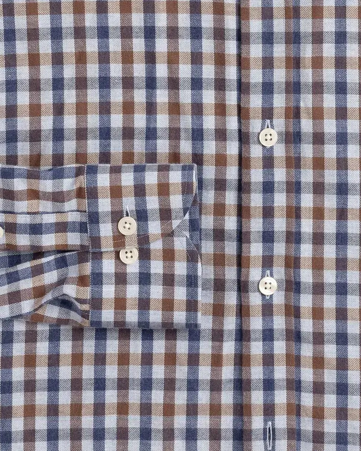 The Soft Brown Kyger Check Custom Shirt Custom Casual Shirt- Ledbury