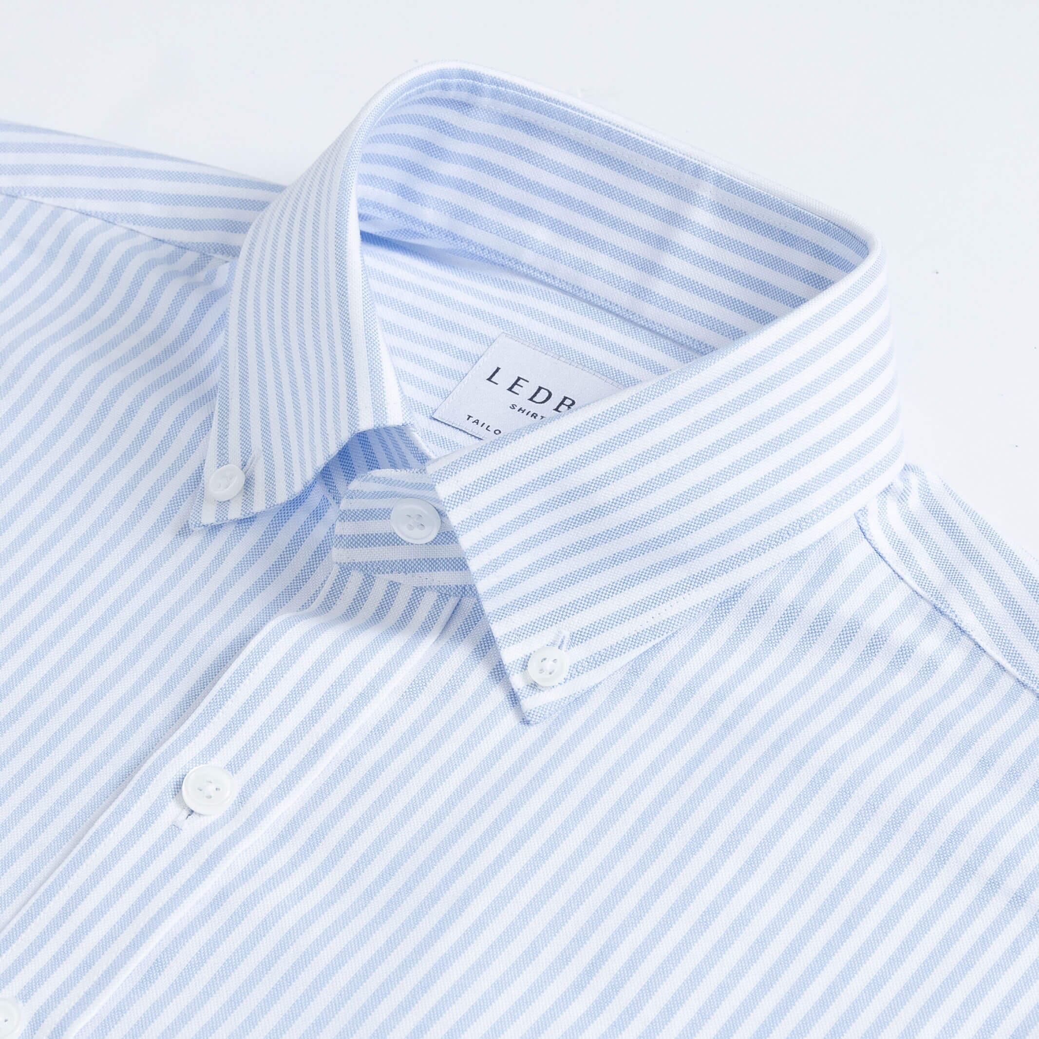 The Light Blue Grant Oxford Stripe Custom Shirt Custom Dress Shirt- Ledbury