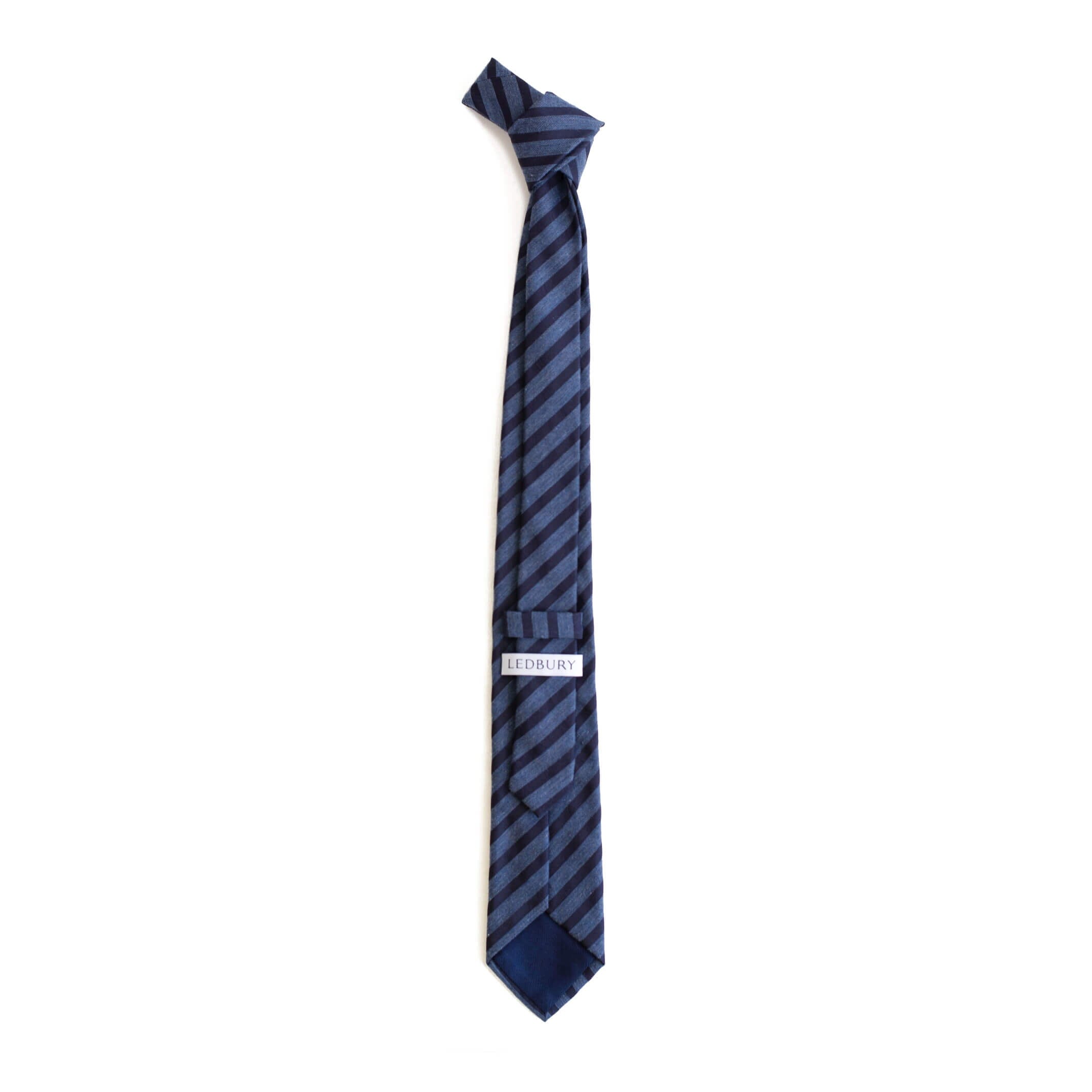 The Navy Albertson Stripe Tie Tie- Ledbury