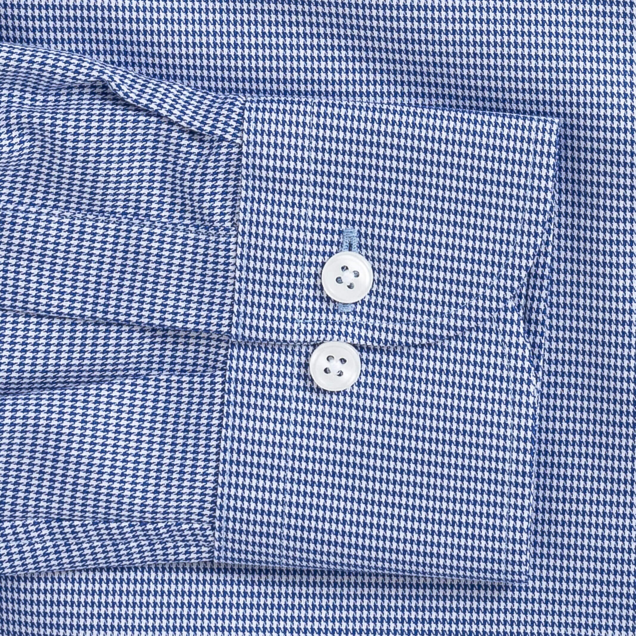 The Navy Blue McCartney Houndstooth Custom Shirt Custom Dress Shirt- Ledbury