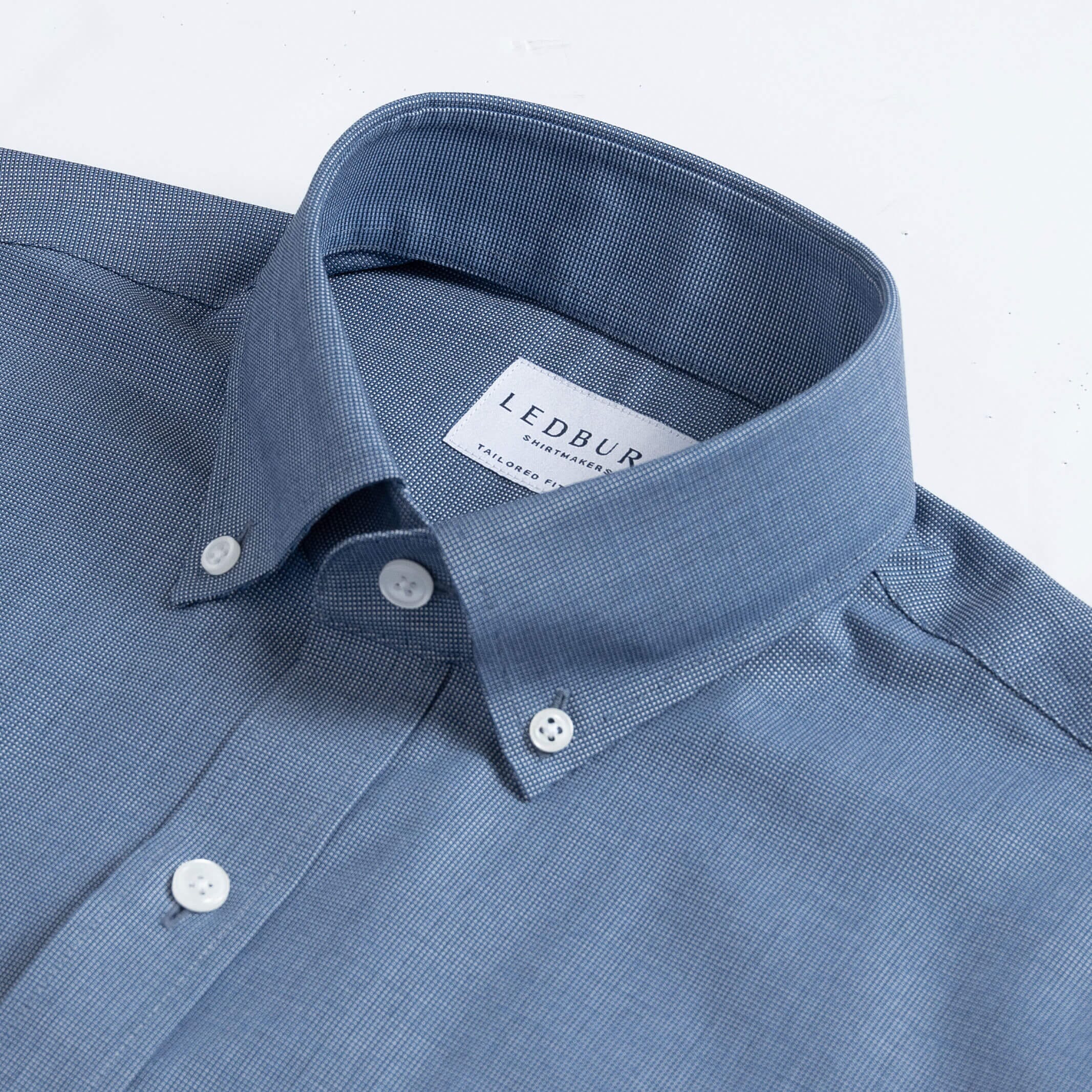 The Navy Evans Wrinkle Resistant Oxford Custom Shirt Custom Dress Shirt- Ledbury