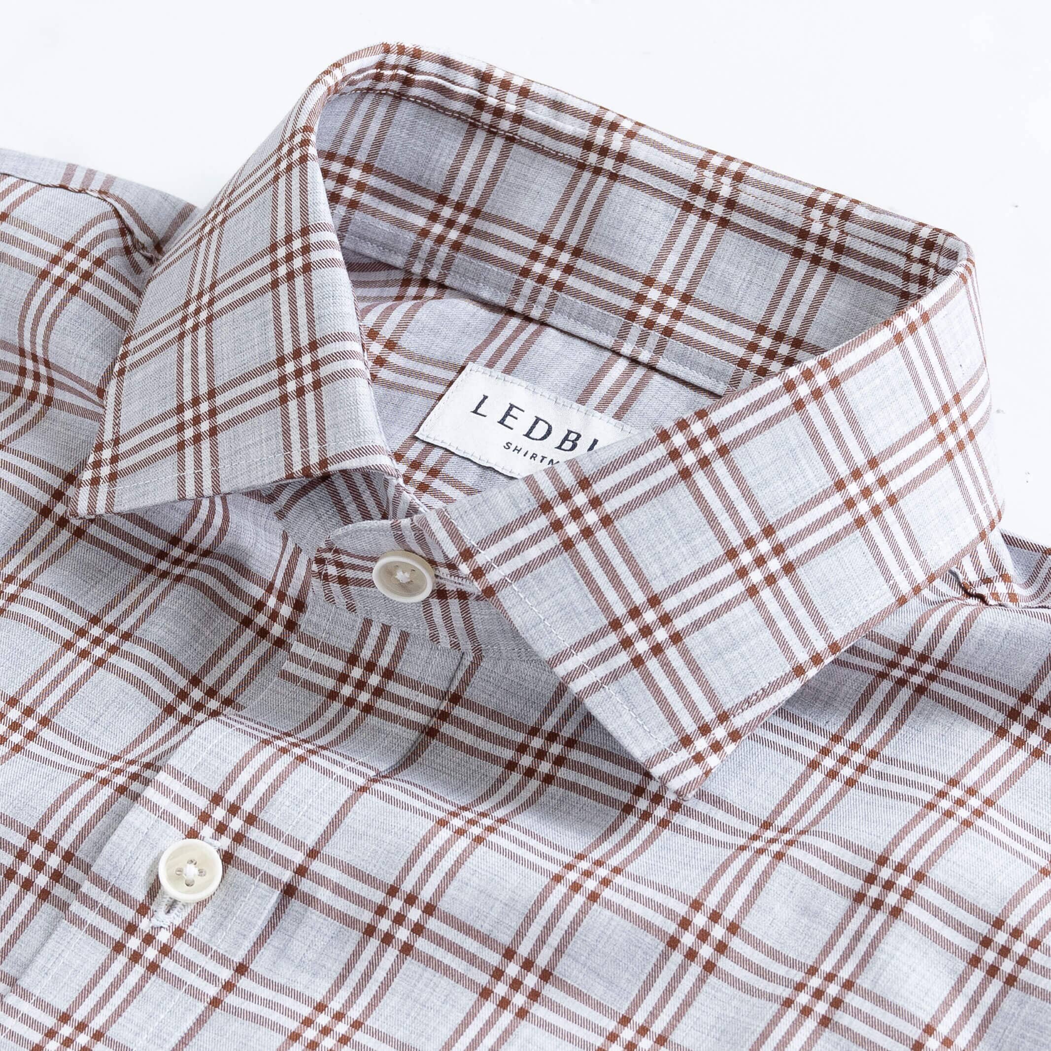 The Rustic Brown 2023 Albini Arnett Plaid Custom Shirt Custom Casual Shirt- Ledbury