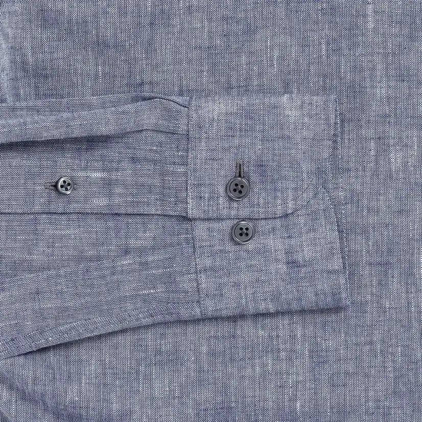 The Navy Blue Sandoval Oxford Chambray Custom Shirt Custom Casual Shirt- Ledbury