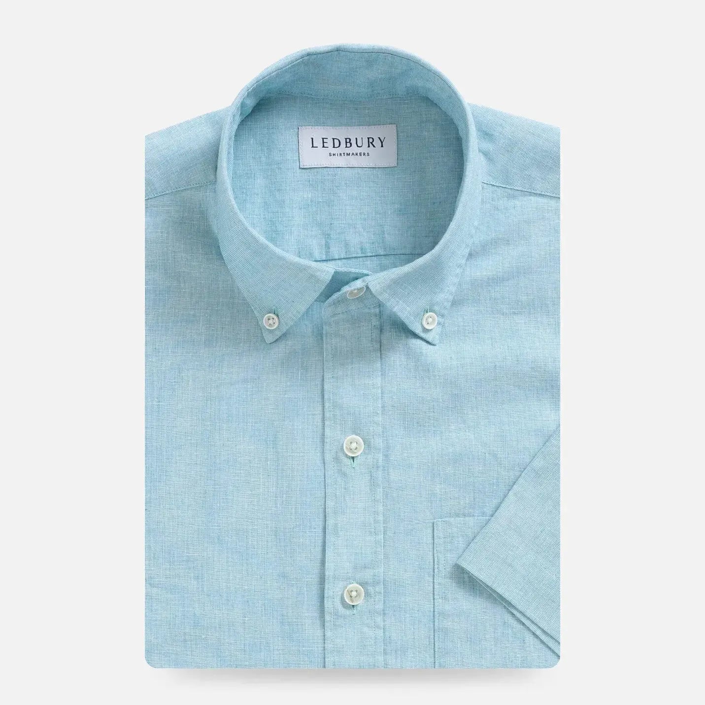 The Sea Green Short Sleeve Barretto Cotton Linen Custom Shirt Custom Short Sleeve Shirt- Ledbury