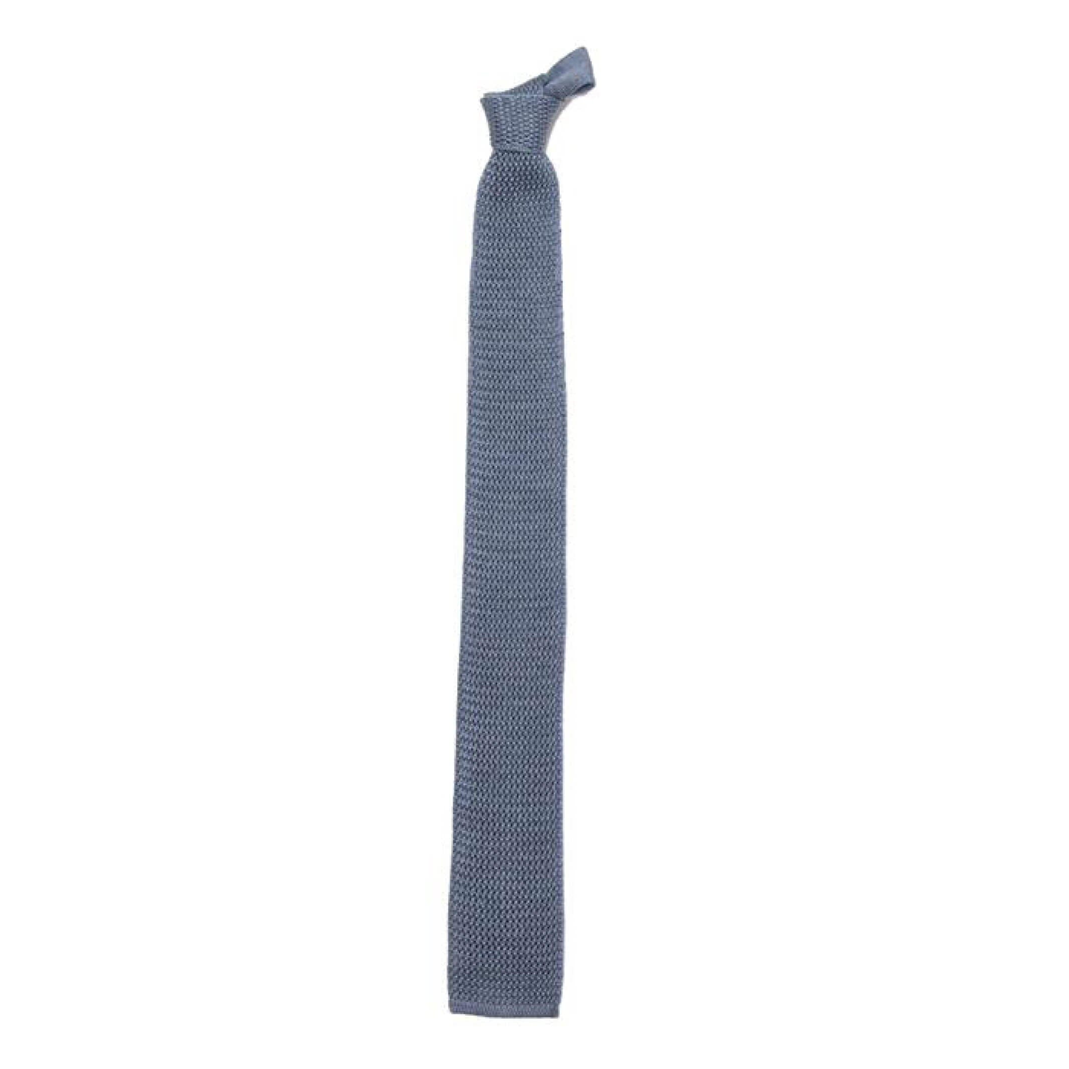 The Slate Blue Heather Harlow Knit Tie Tie- Ledbury