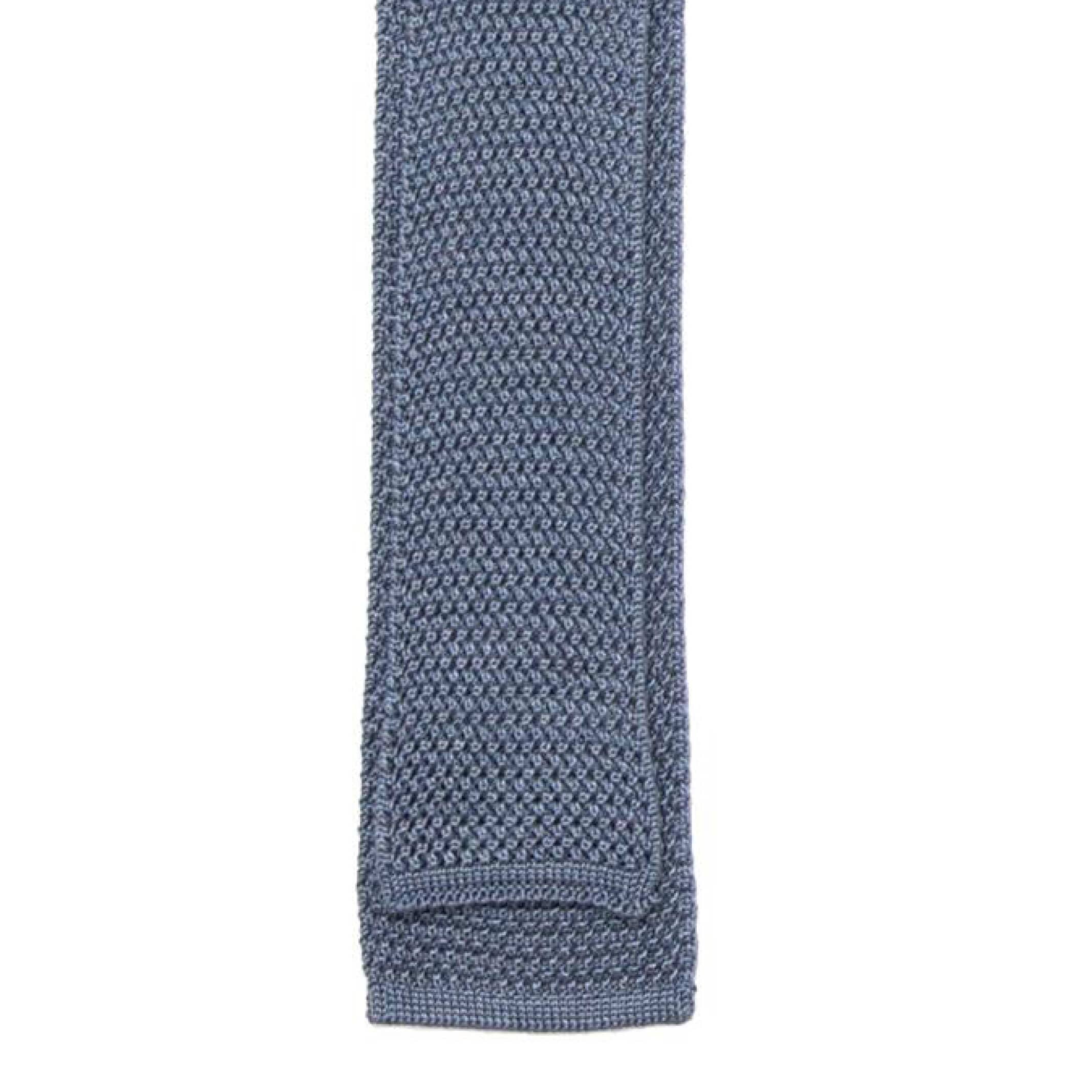 The Slate Blue Heather Harlow Knit Tie Tie- Ledbury