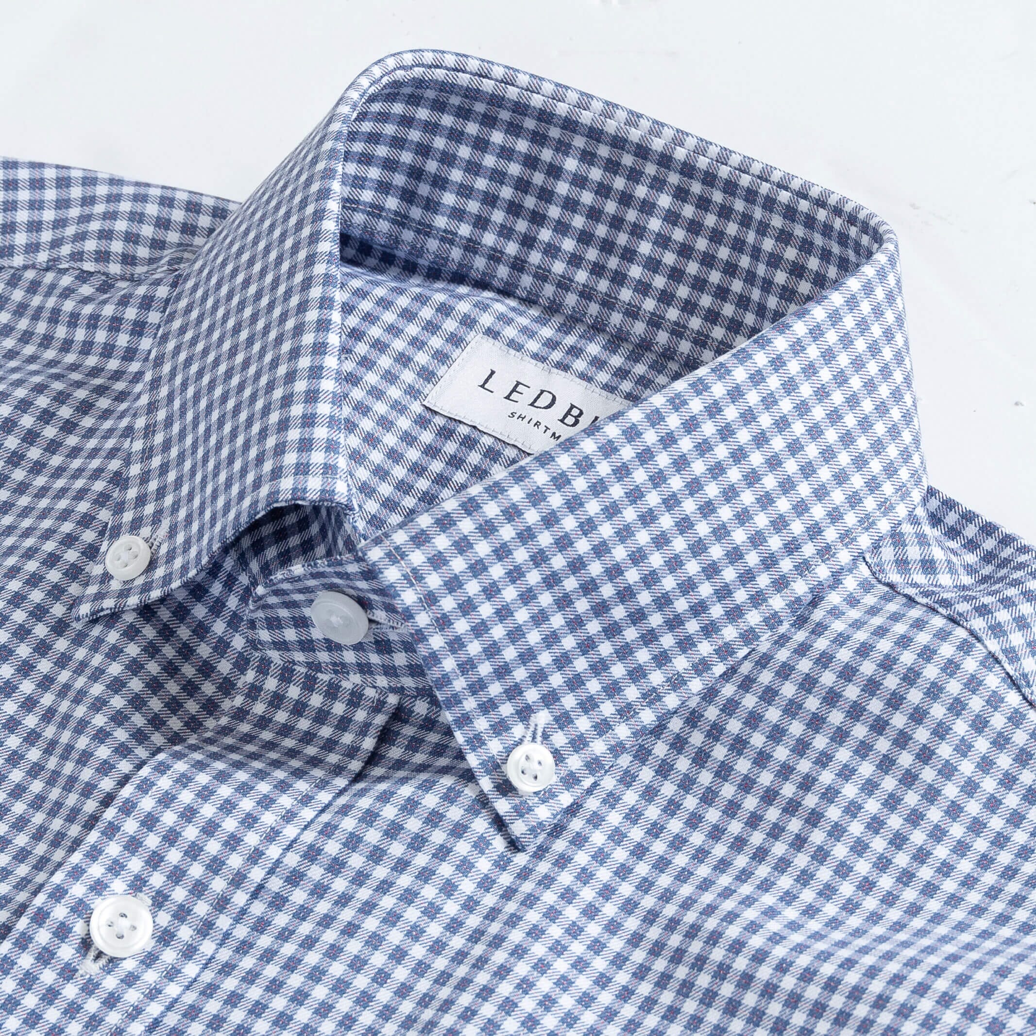 The Smoky Blue Touraine Check Custom Shirt Custom Dress Shirt- Ledbury