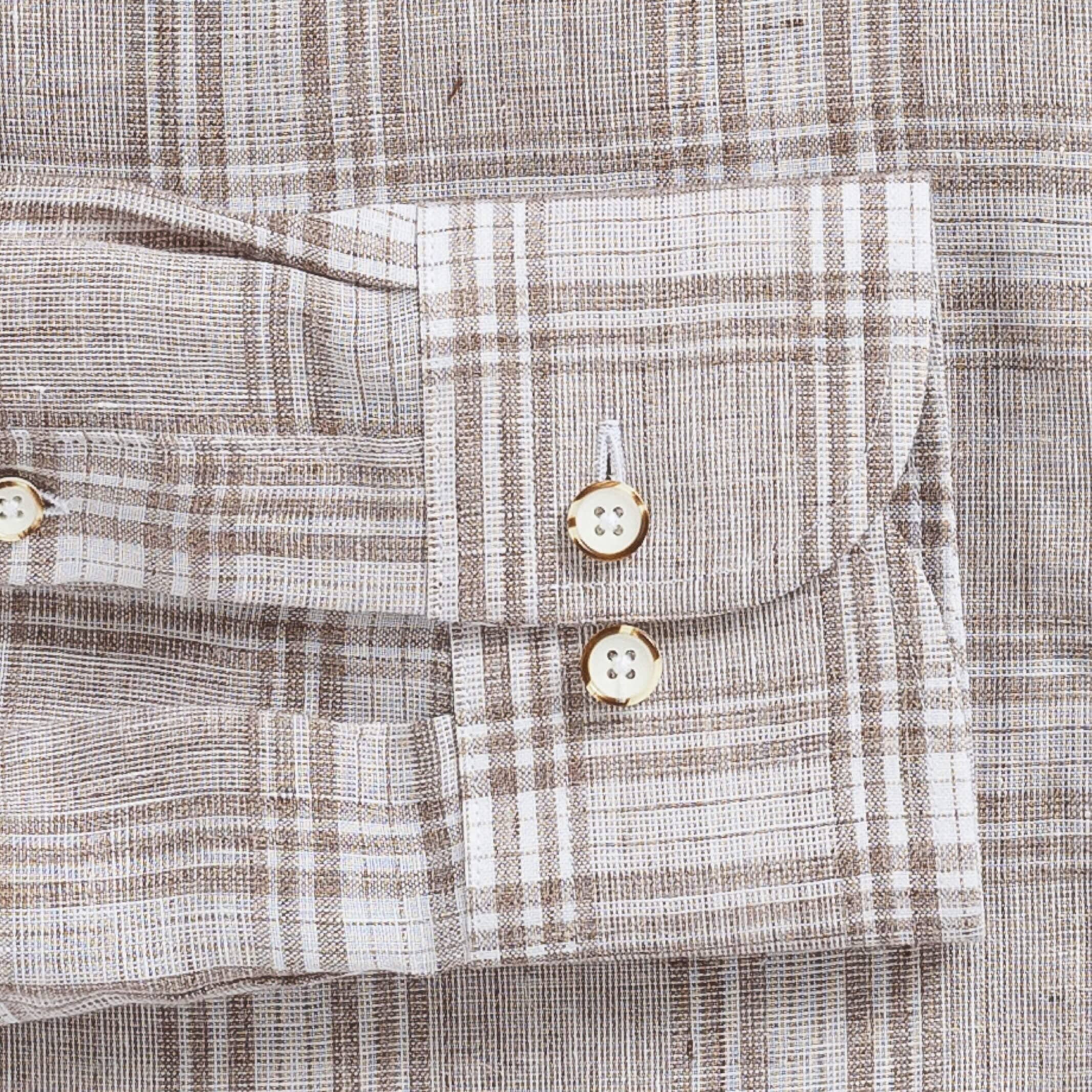 The Soft Brown Monti Rennie Linen Custom Shirt Custom Casual Shirt- Ledbury