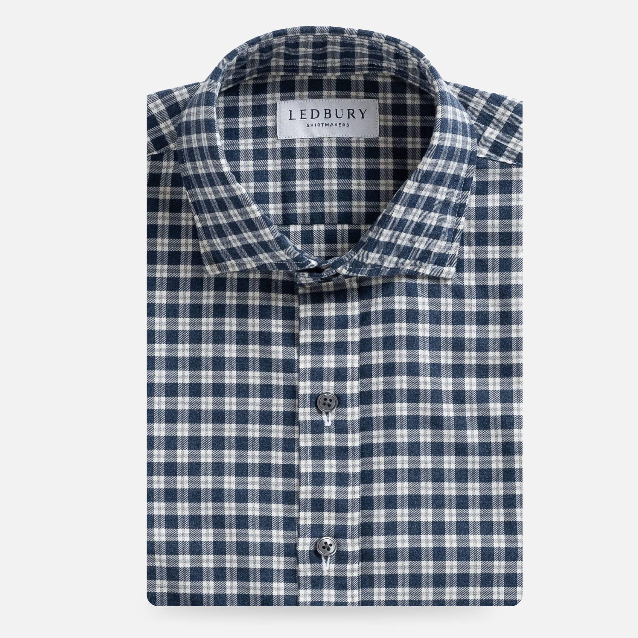 The Vintage Navy Thomas Mason Hartney Flannel Casual Shirt Casual Shirt- Ledbury