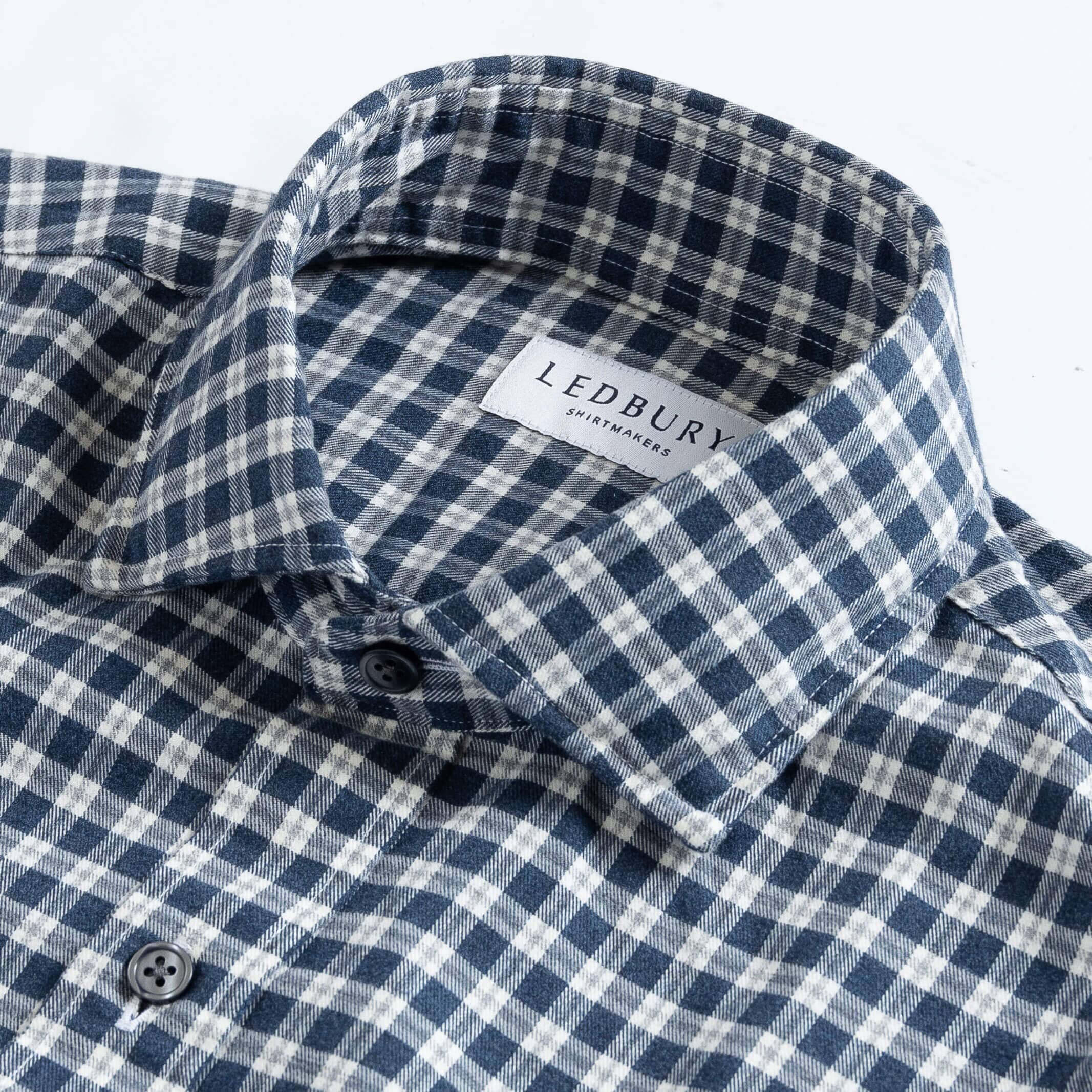 The Vintage Navy Thomas Mason Hartney Flannel Casual Shirt Casual Shirt- Ledbury