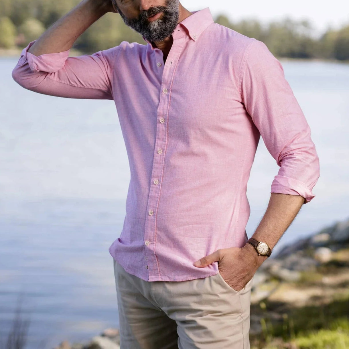 The Watermelon Barretto Cotton Linen Custom Shirt Custom Casual Shirt- Ledbury