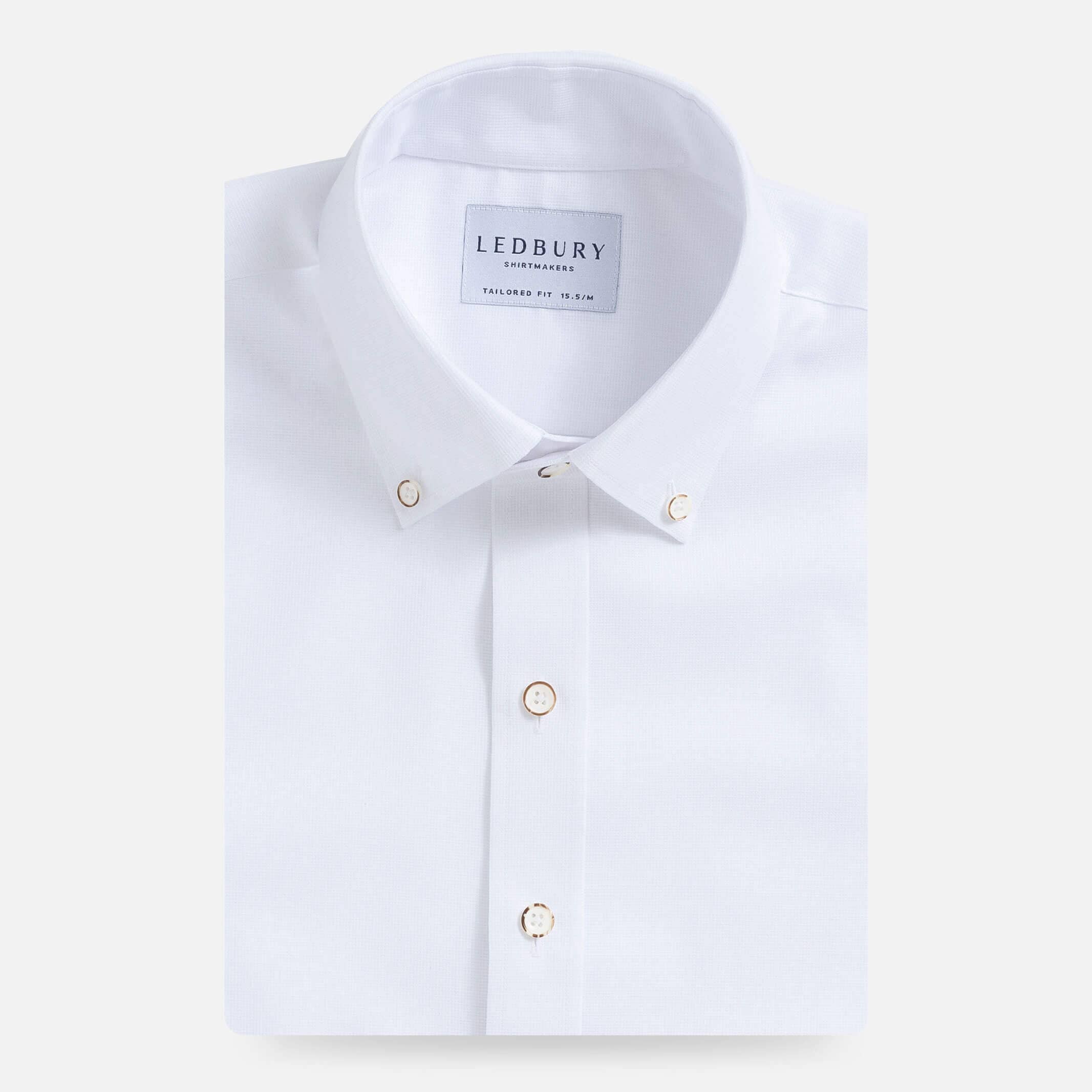 The White Evans Wrinkle Resistant Oxford Custom Shirt Custom Dress Shirt- Ledbury