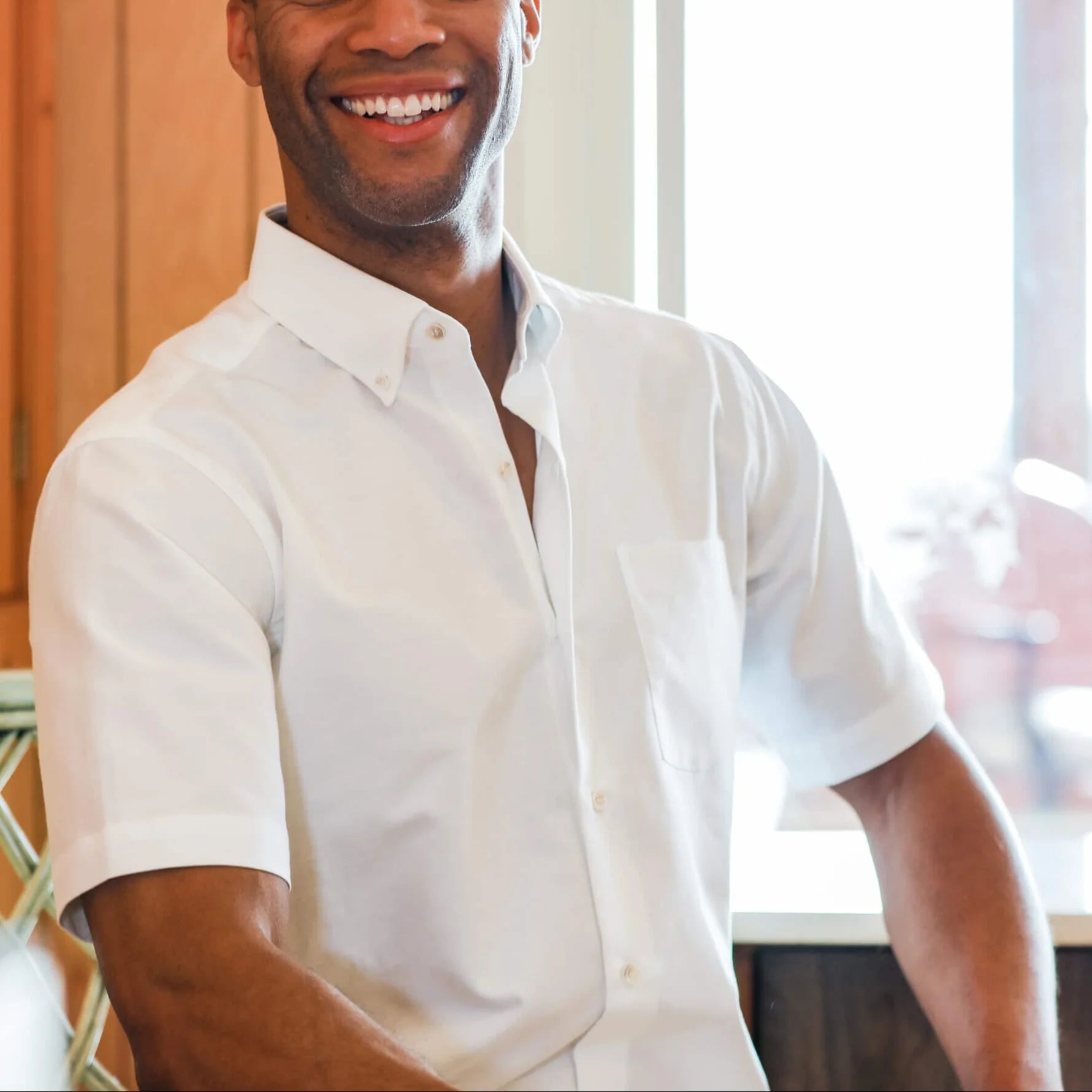 The White Short Sleeve Mayfield Oxford Custom Shirt Custom Short Sleeve Shirt- Ledbury