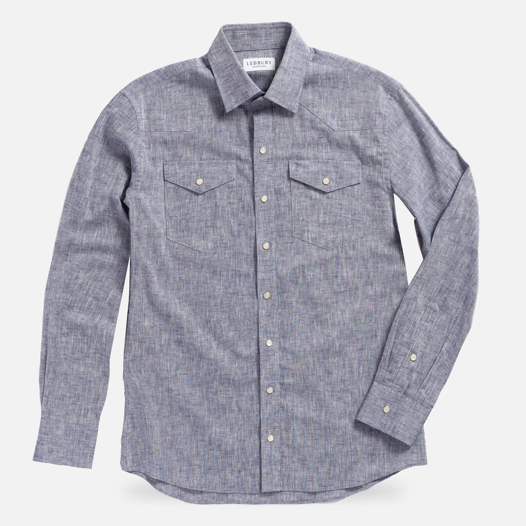 The Navy Blue Sandoval Western Custom Shirt Custom Casual Shirt- Ledbury