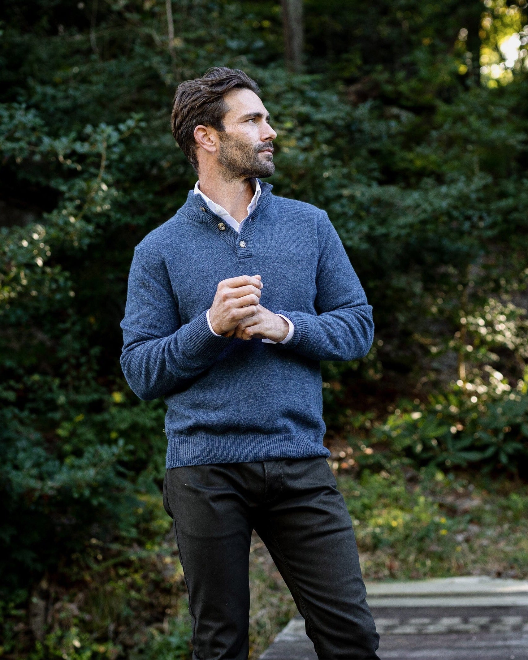 The Blue Heather Brewer Mock Neck Sweater Sweater- Ledbury
