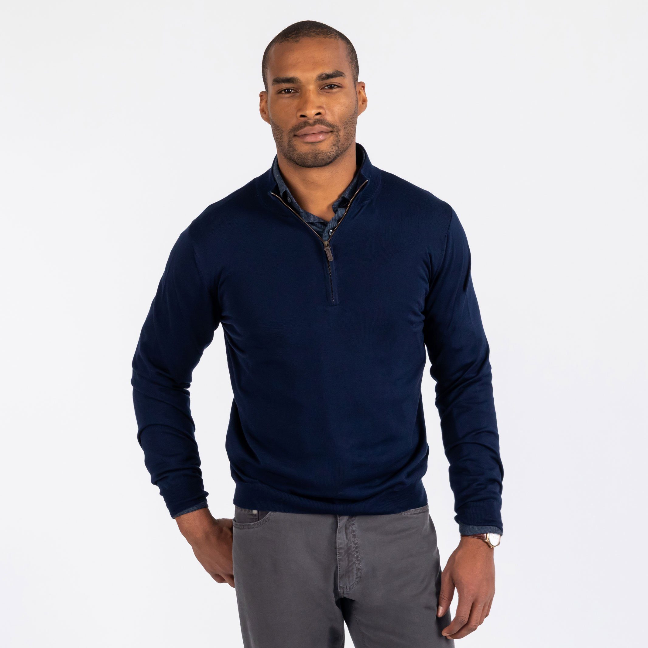 The Navy Easterley Half-Zip Sweater Sweater- Ledbury