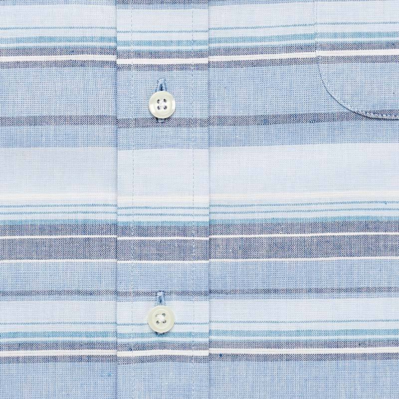 The Blue Short Sleeve Amberfield Stripe Casual Shirt Short Sleeve- Ledbury