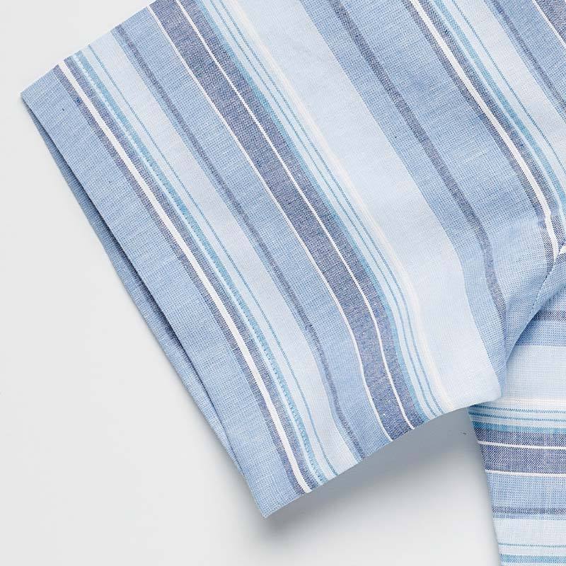 The Blue Short Sleeve Amberfield Stripe Casual Shirt Short Sleeve- Ledbury