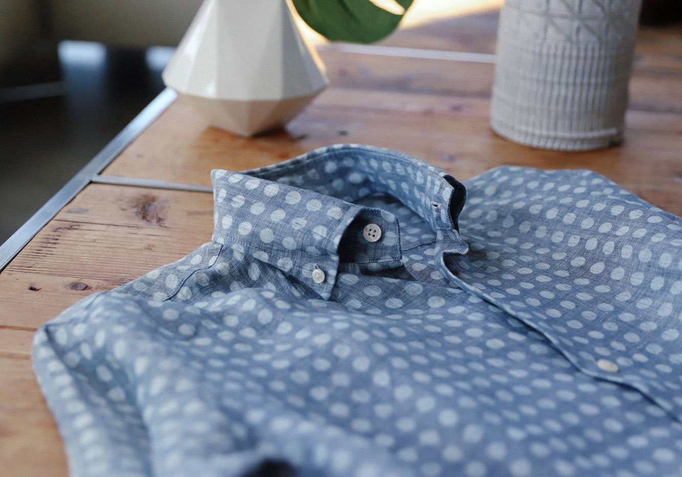 The Indigo Short Sleeve Bonnell Dot Print Casual Shirt Short Sleeve- Ledbury