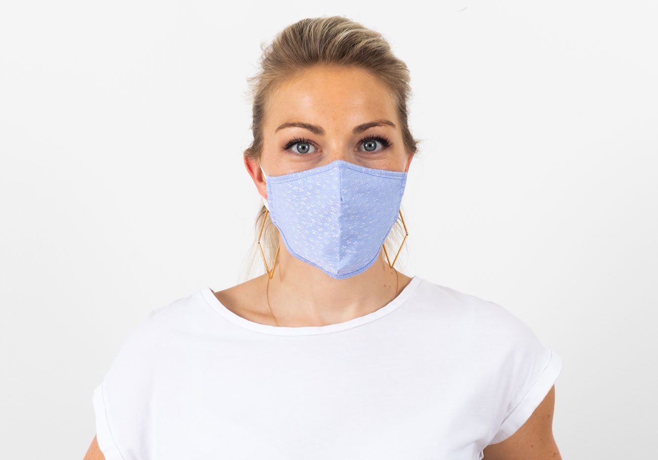 The Blue Floral Print Small Kent Trio 3-Layer Antibacterial Cotton Mask 3-Pack Mask- Ledbury