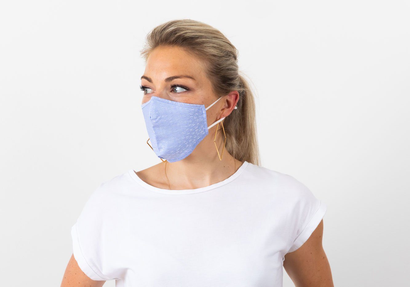 The Blue Floral Print Small Kent Trio 3-Layer Antibacterial Cotton Mask 3-Pack Mask- Ledbury