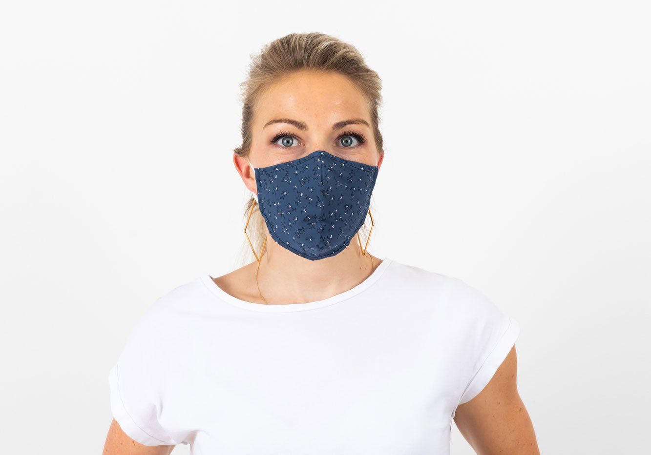 The Blue Floral Print Small Kent Trio 3-Layer Antibacterial Cotton Mask 3-Pack Mask- Ledbury