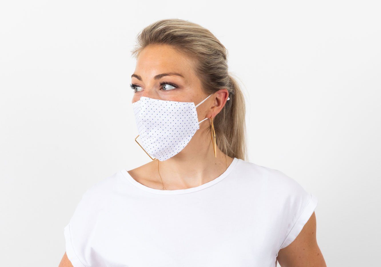 The Blue Floral Print Small Kent Trio 3-Layer Antibacterial Cotton Mask 3-Pack Mask- Ledbury