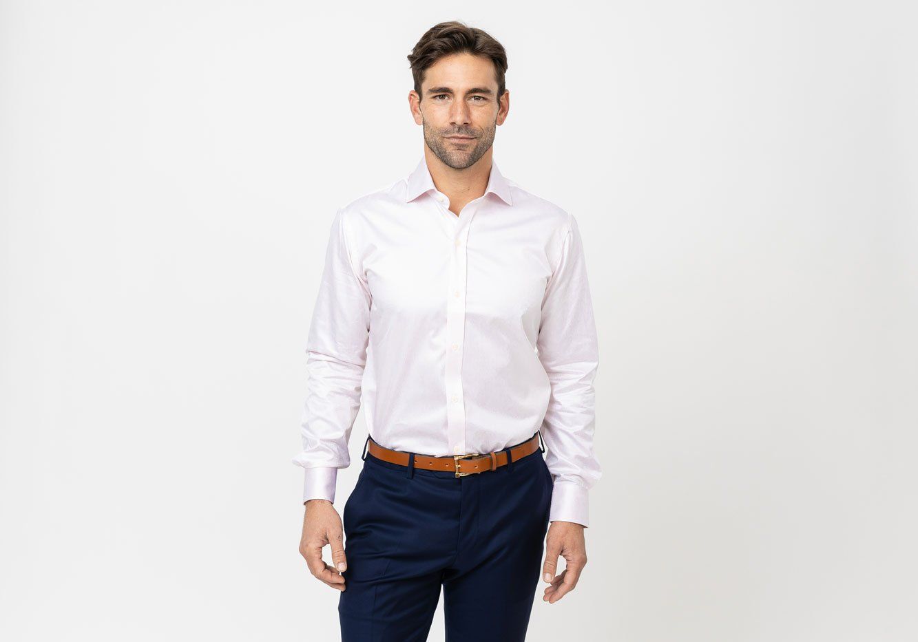 The Pink Fine Twill Spread Dress Shirt Dress Shirt- Ledbury