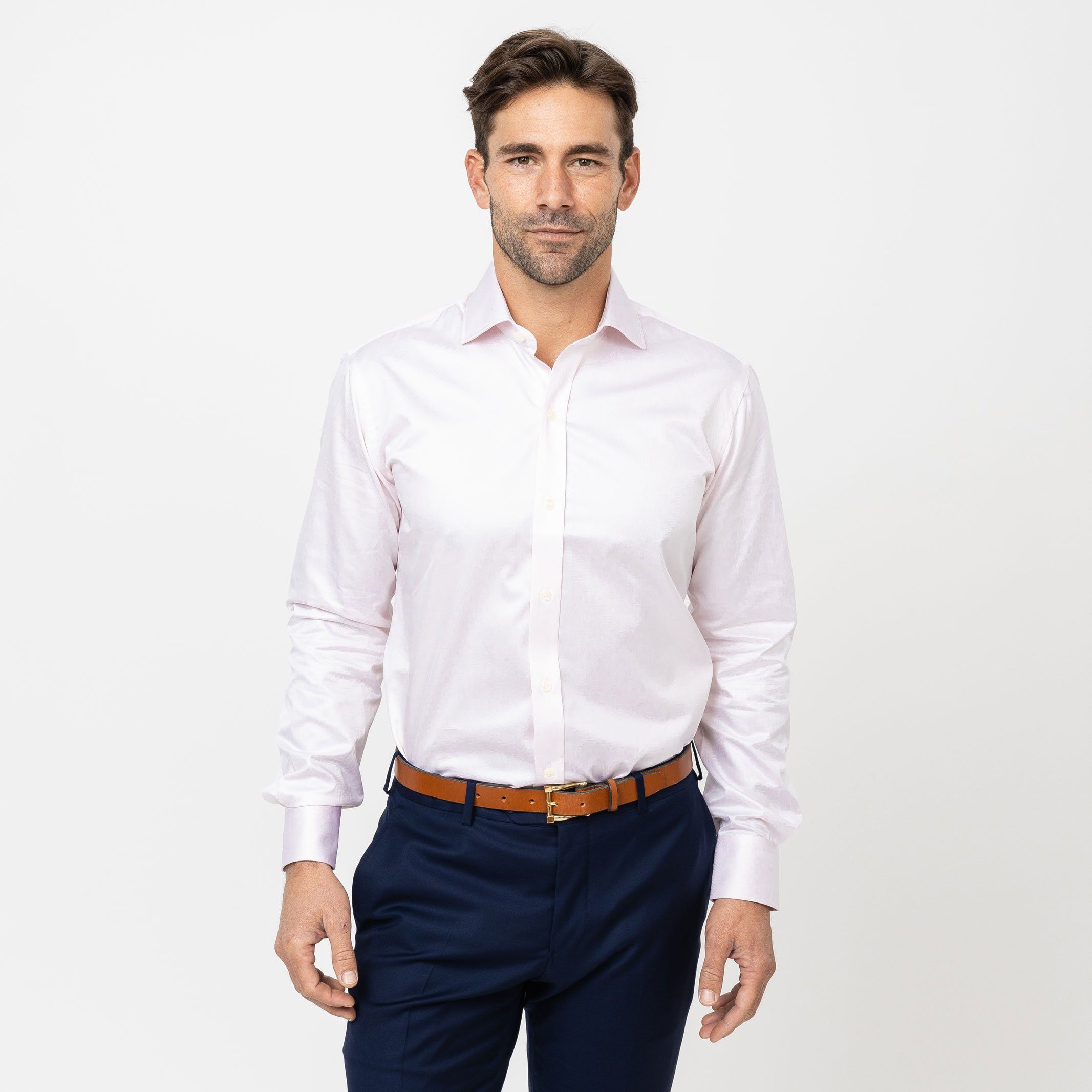 The Pink Fine Twill Spread Dress Shirt Dress Shirt- Ledbury