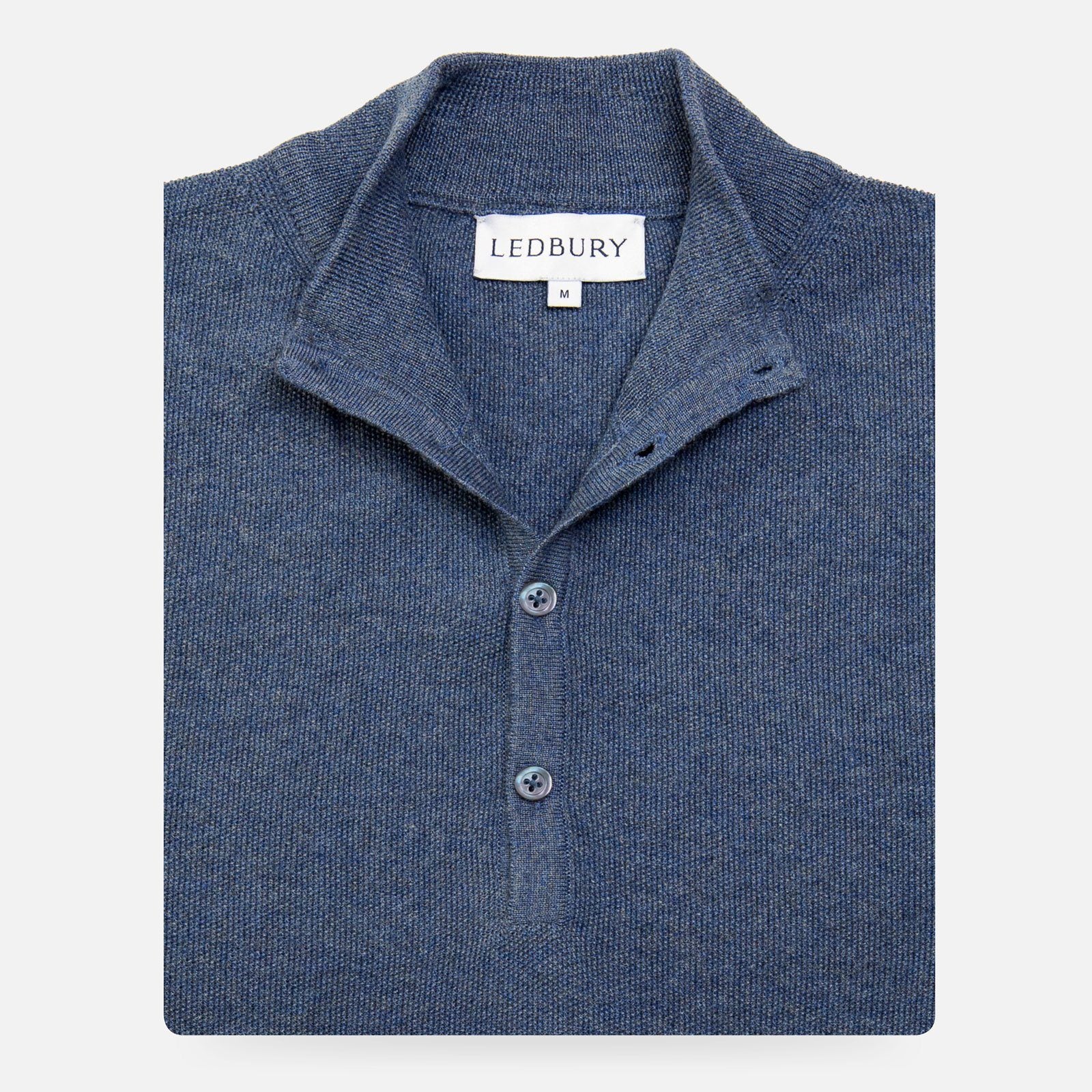 The Blue Heather Reymond Mock Henley Sweater- Ledbury