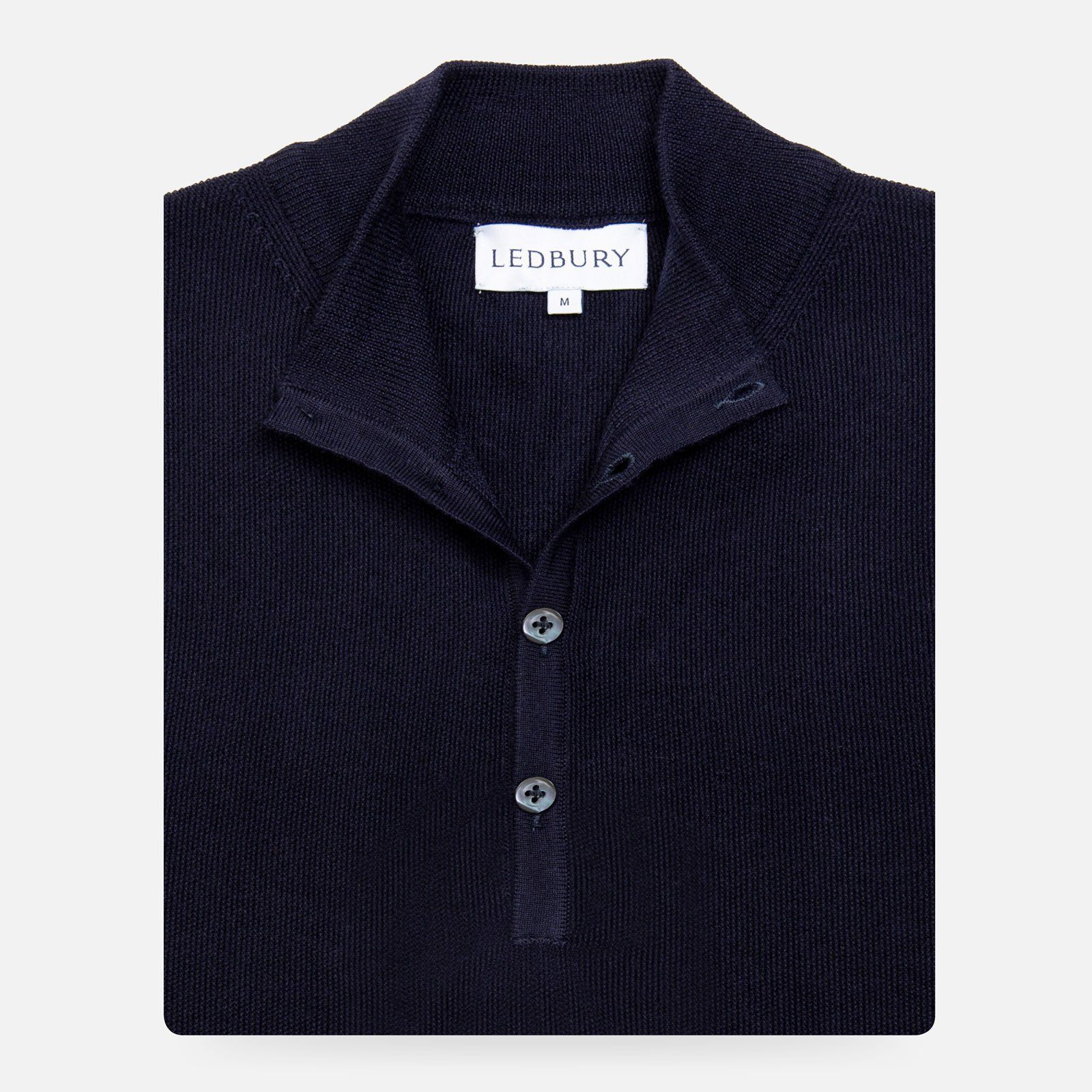 The Navy Reymond Mock Henley Sweater- Ledbury