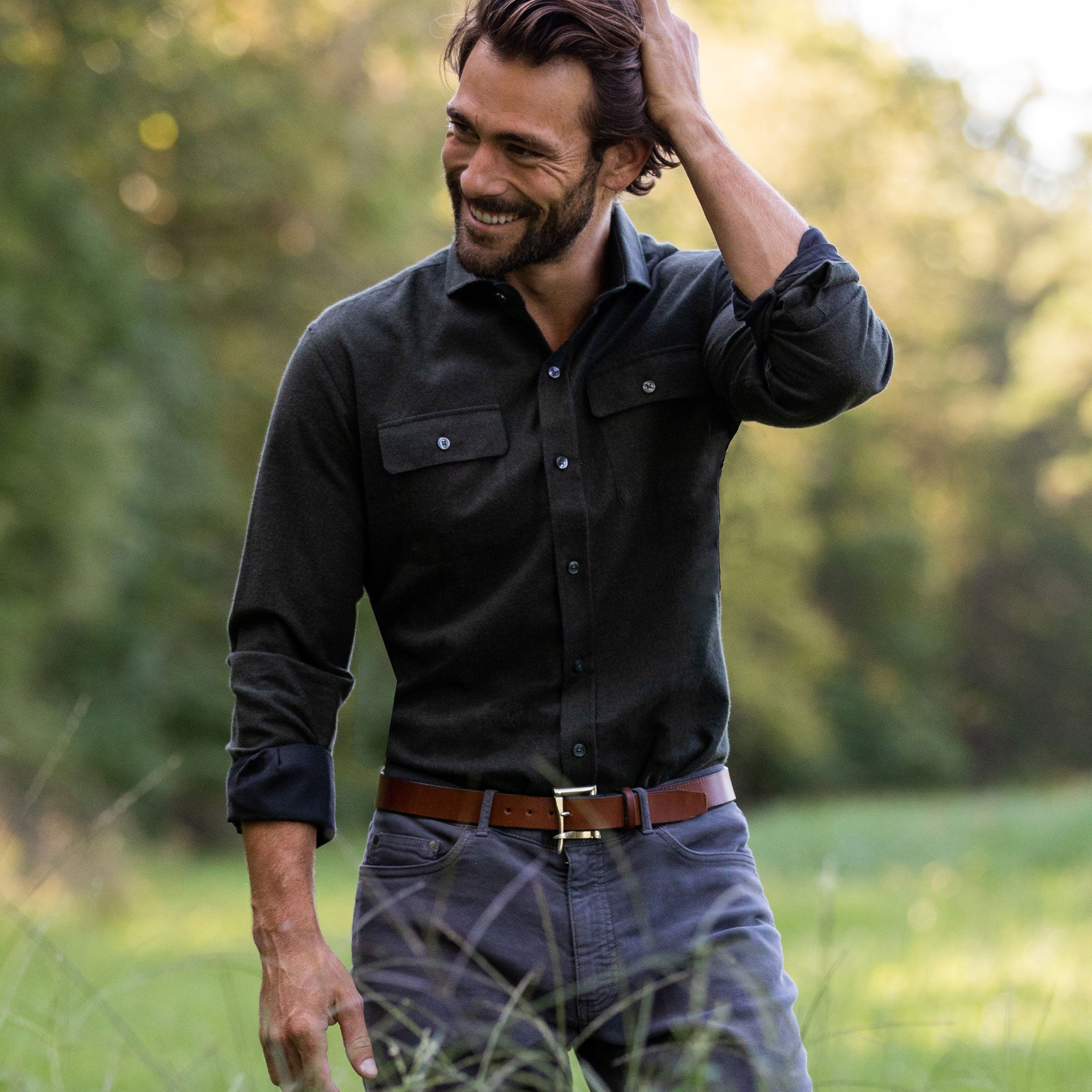 The Loden Heather Heyming Flannel Custom Shirt Custom Casual Shirt- Ledbury