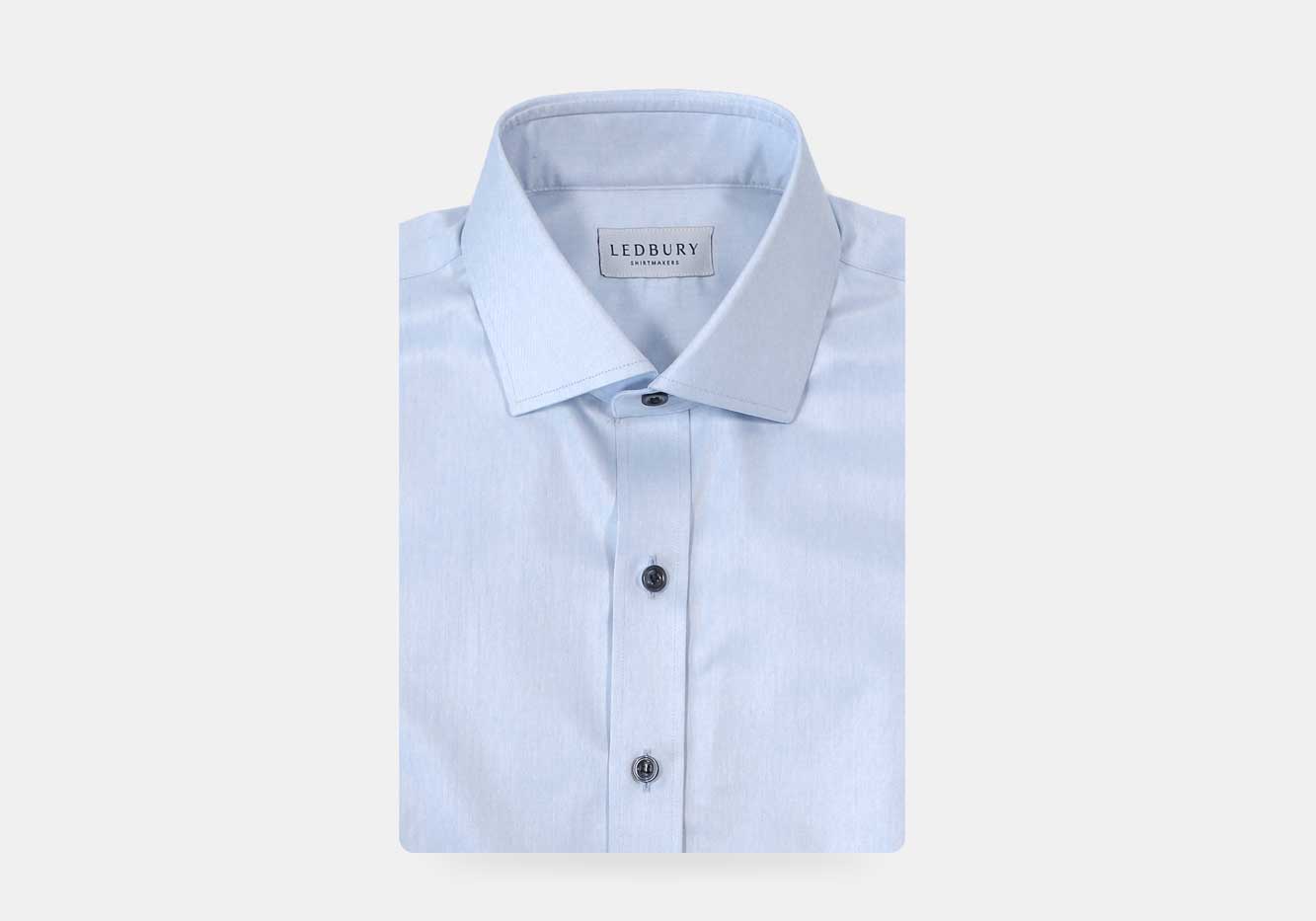 The Light Blue Adler Fine Twill with Navy Buttons Custom Shirt Custom Dress Shirt- Ledbury