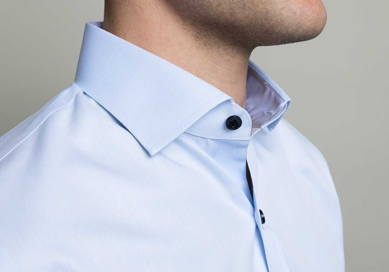 The Light Blue Adler Fine Twill with Navy Buttons Custom Shirt Custom Dress Shirt- Ledbury