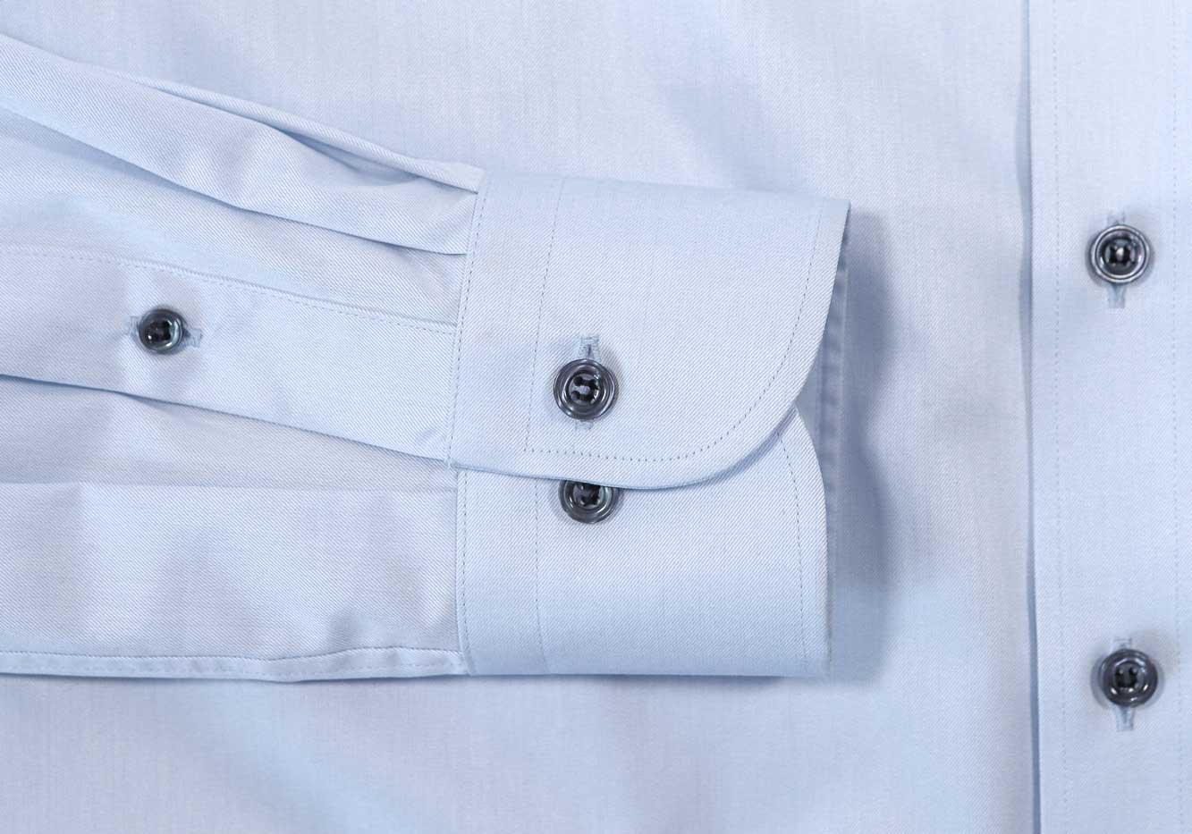 The Light Blue Adler Fine Twill with Navy Buttons Custom Shirt Custom Dress Shirt- Ledbury