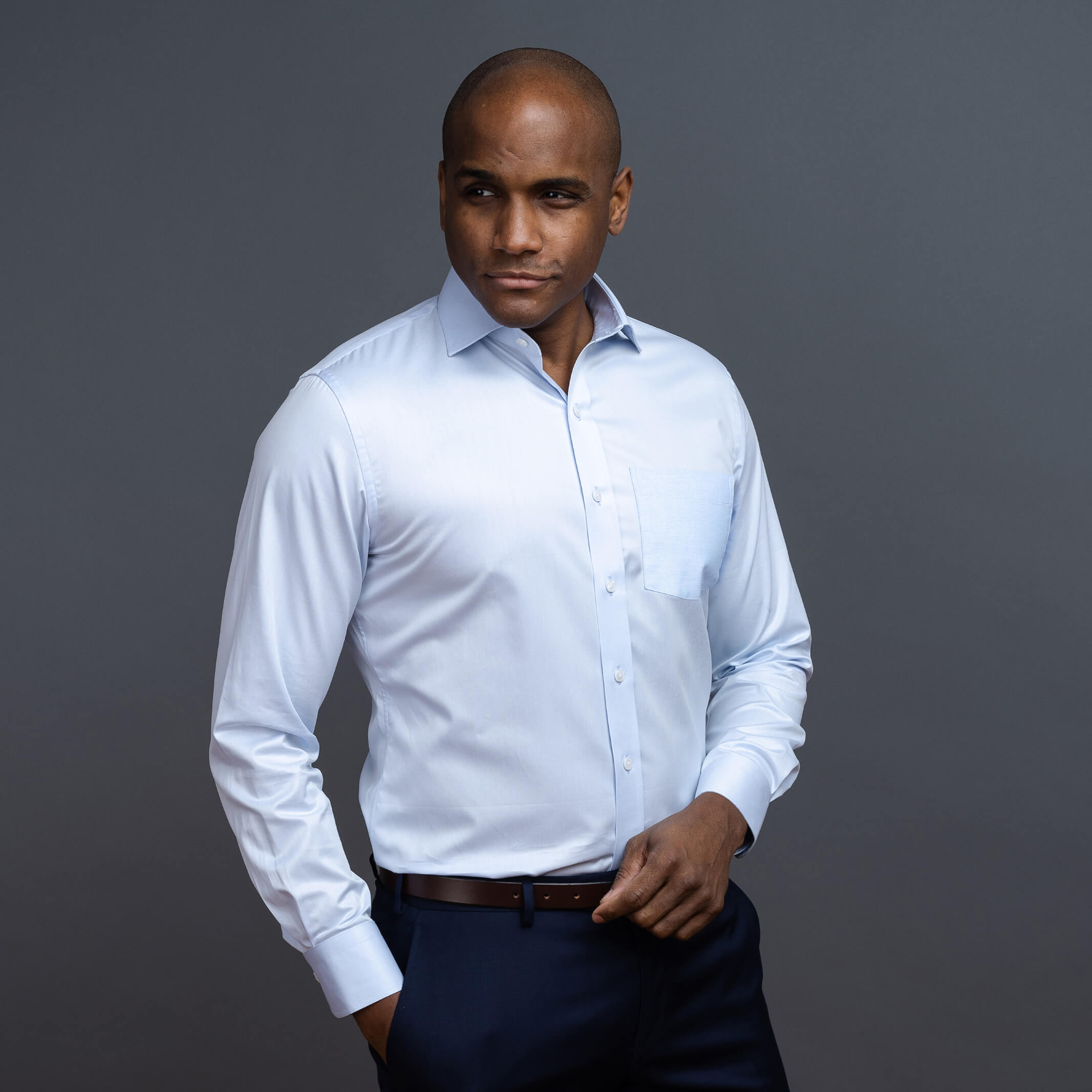 The Light Blue Adler Custom Shirt Custom Dress Shirt- Ledbury