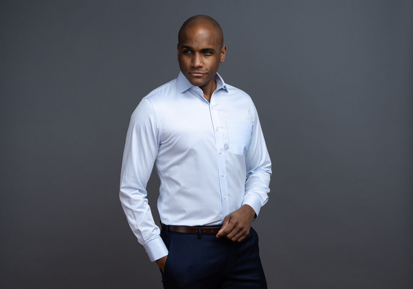 The Light Blue Adler Custom Shirt Custom Dress Shirt- Ledbury