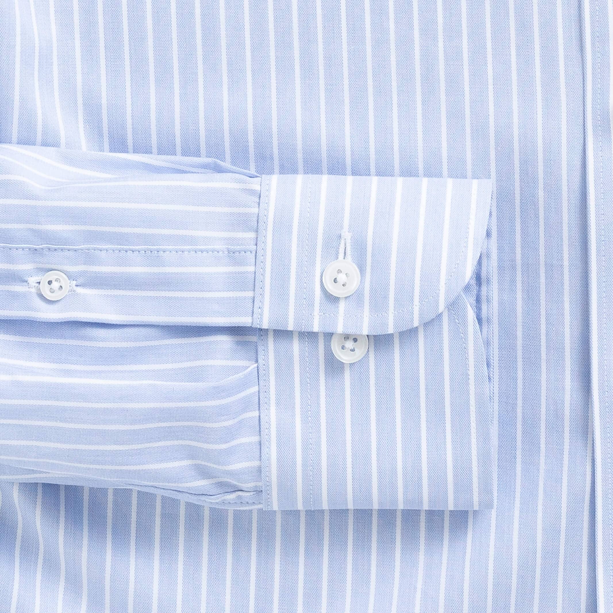 The Blue Albini Banker Stripe Ellington Twill Custom Shirt Custom Dress Shirt- Ledbury