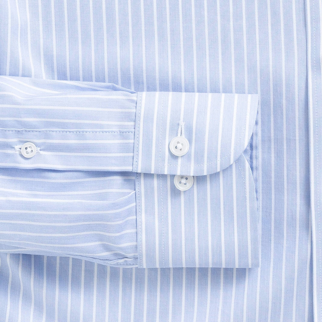 The Blue Albini Banker Stripe Ellington Twill Custom Shirt Custom Dress Shirt- Ledbury